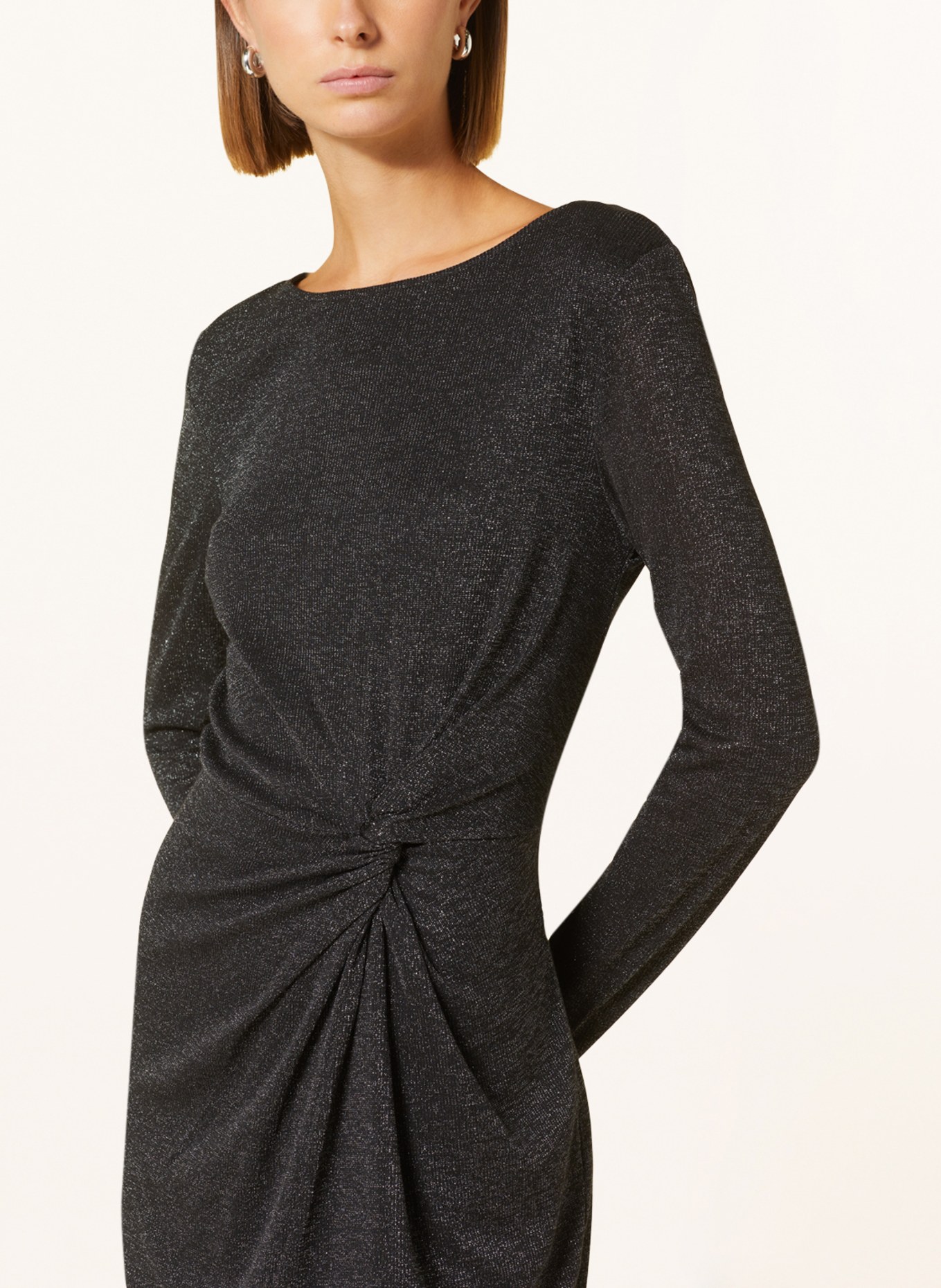oui Knit dress with glitter thread, Color: BLACK (Image 4)