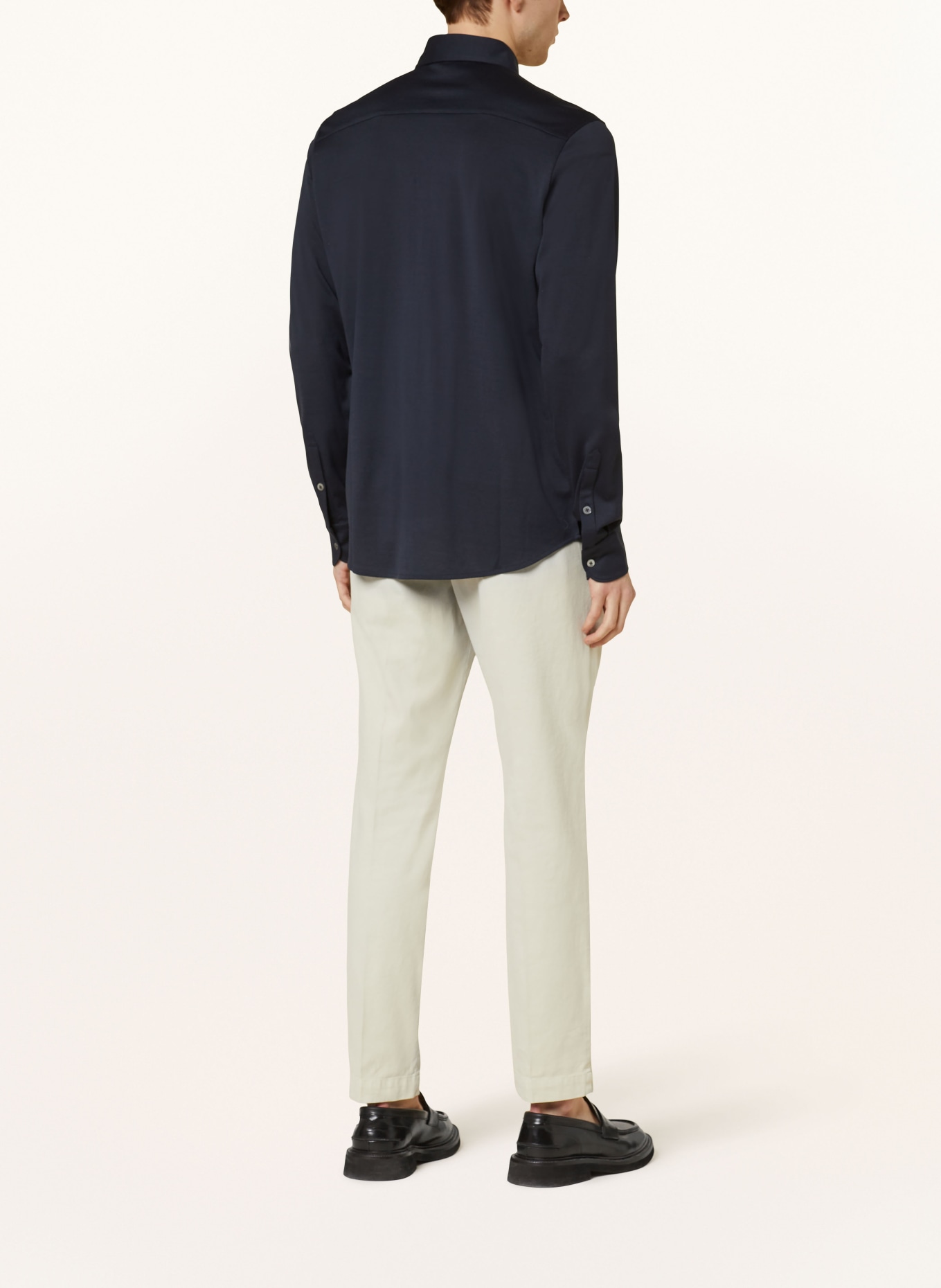 Stefan Brandt Piqué-Hemd Slim Fit: DUNKELBLAU