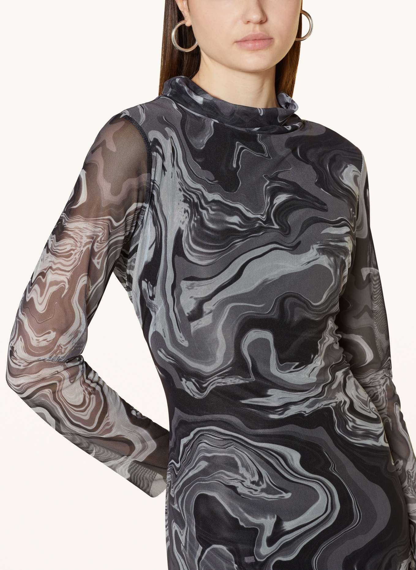 CARTOON Mesh dress, Color: GRAY/ DARK GRAY/ BLACK (Image 4)