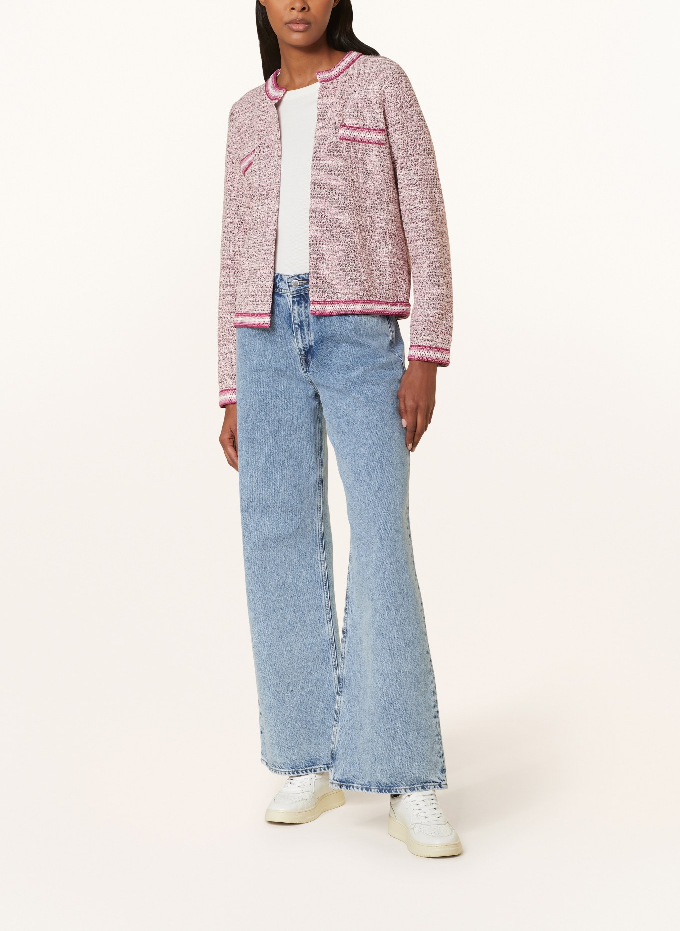 CARTOON Knit cardigan, Color: FUCHSIA/ ECRU/ LIGHT PURPLE (Image 2)