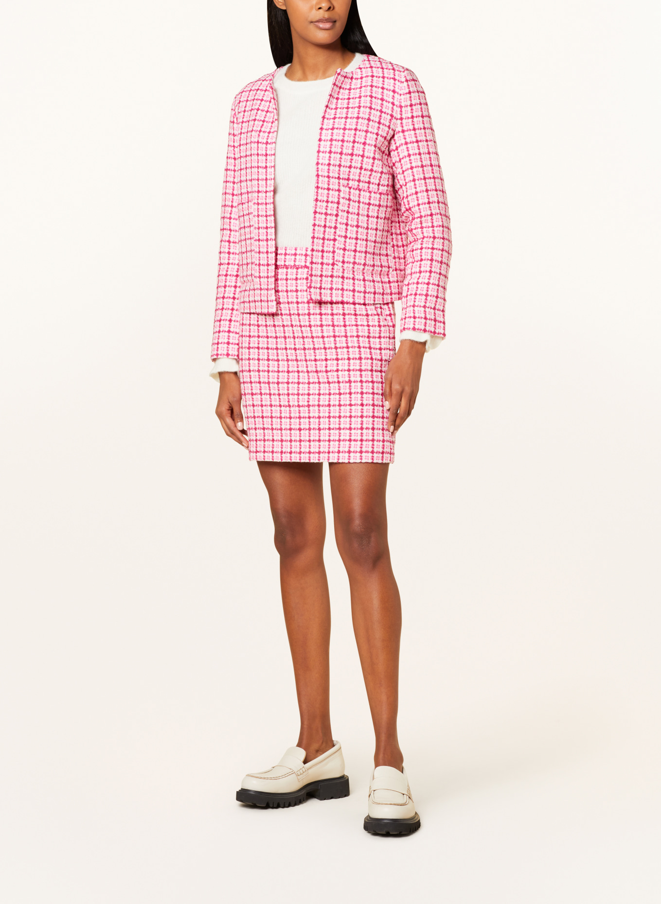 CARTOON Tweed jacket, Color: PINK/ WHITE/ PINK (Image 2)