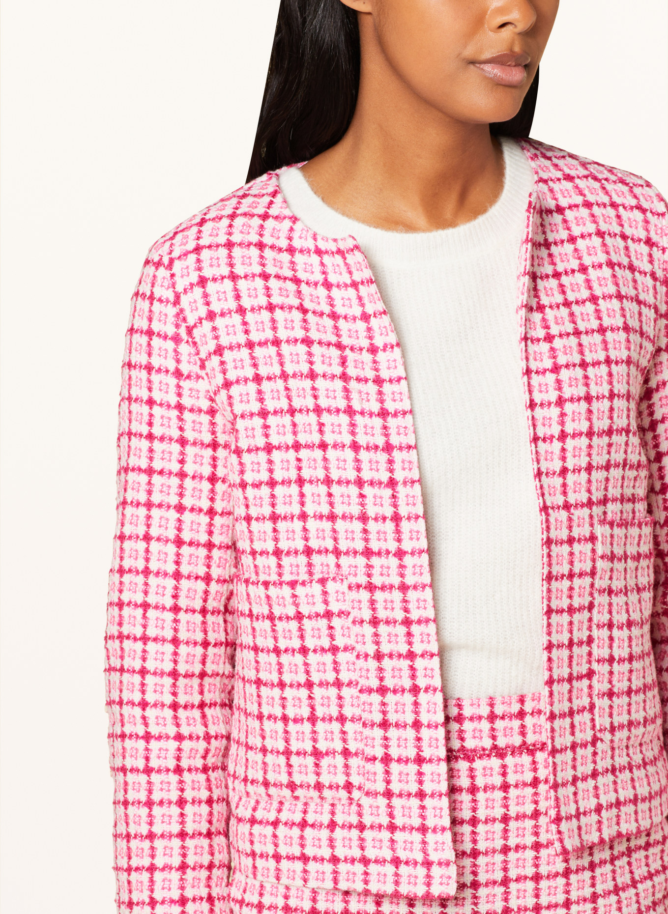 CARTOON Tweed jacket, Color: PINK/ WHITE/ PINK (Image 4)