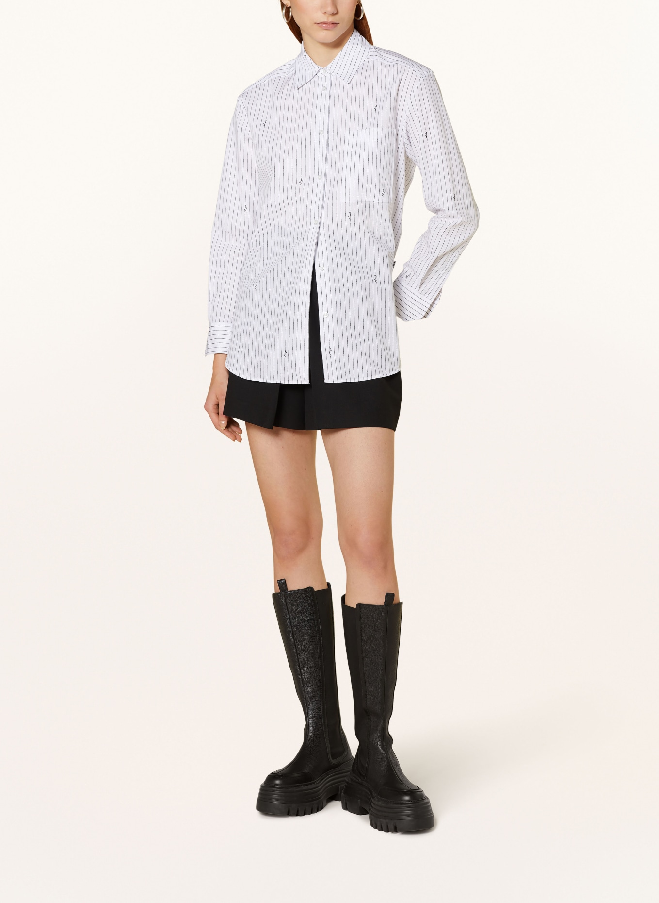 HUGO Shirt blouse ELODINA, Color: WHITE/ BLACK (Image 2)