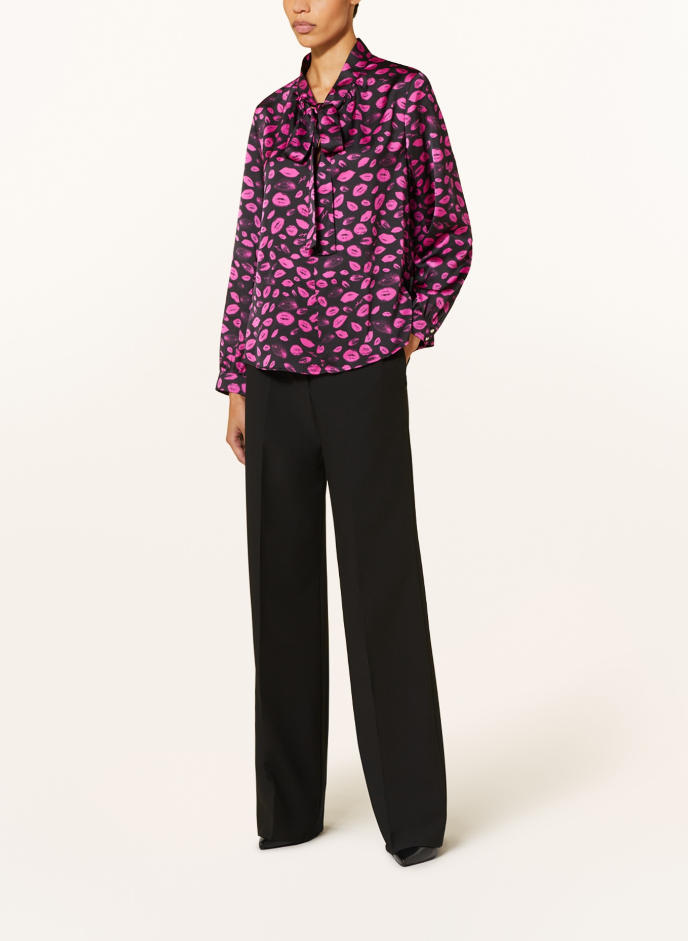 HUGO Bow-tie blouse CISENA, Color: BLACK/ PINK (Image 2)