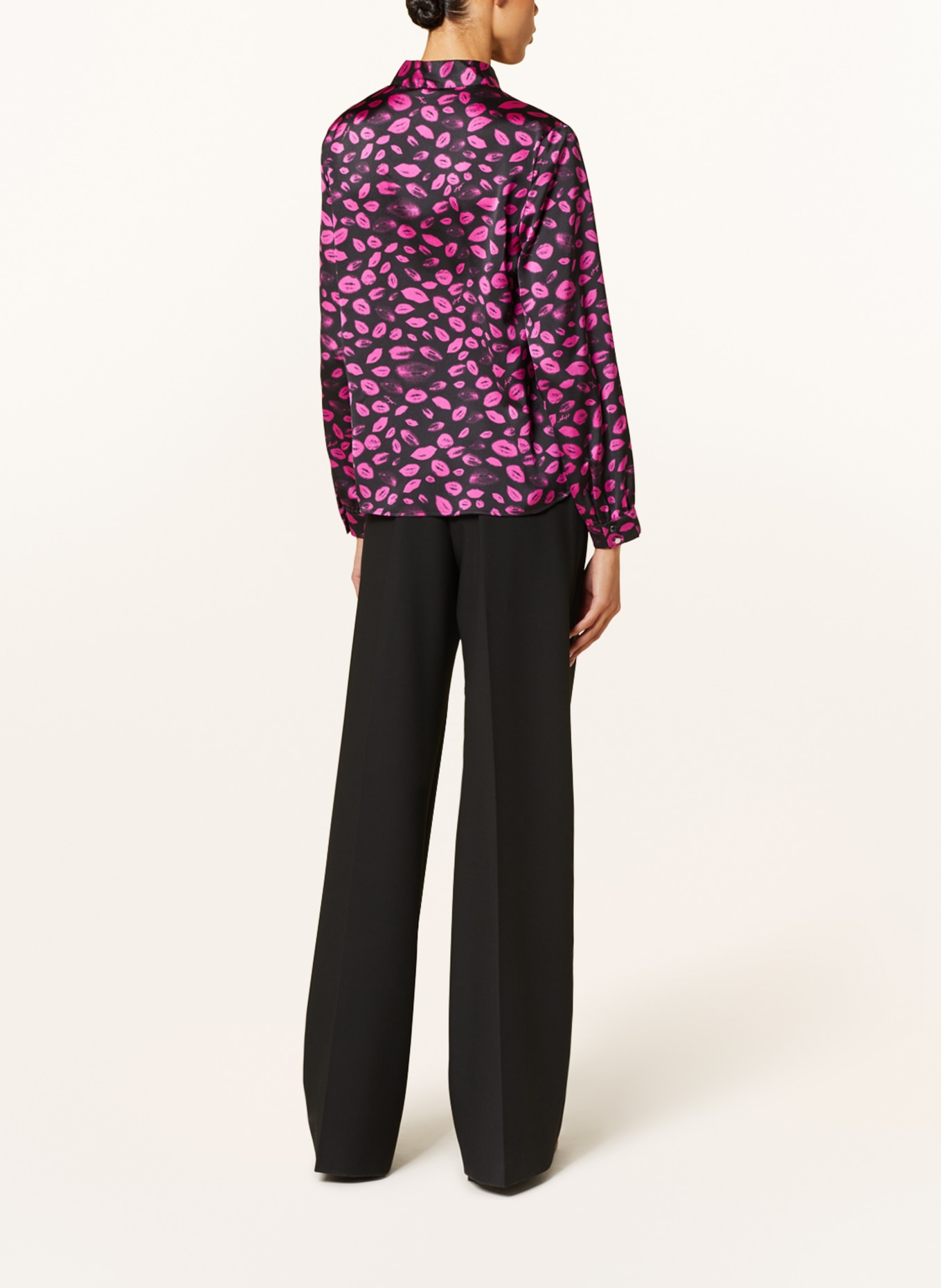 HUGO Bow-tie blouse CISENA, Color: BLACK/ PINK (Image 3)