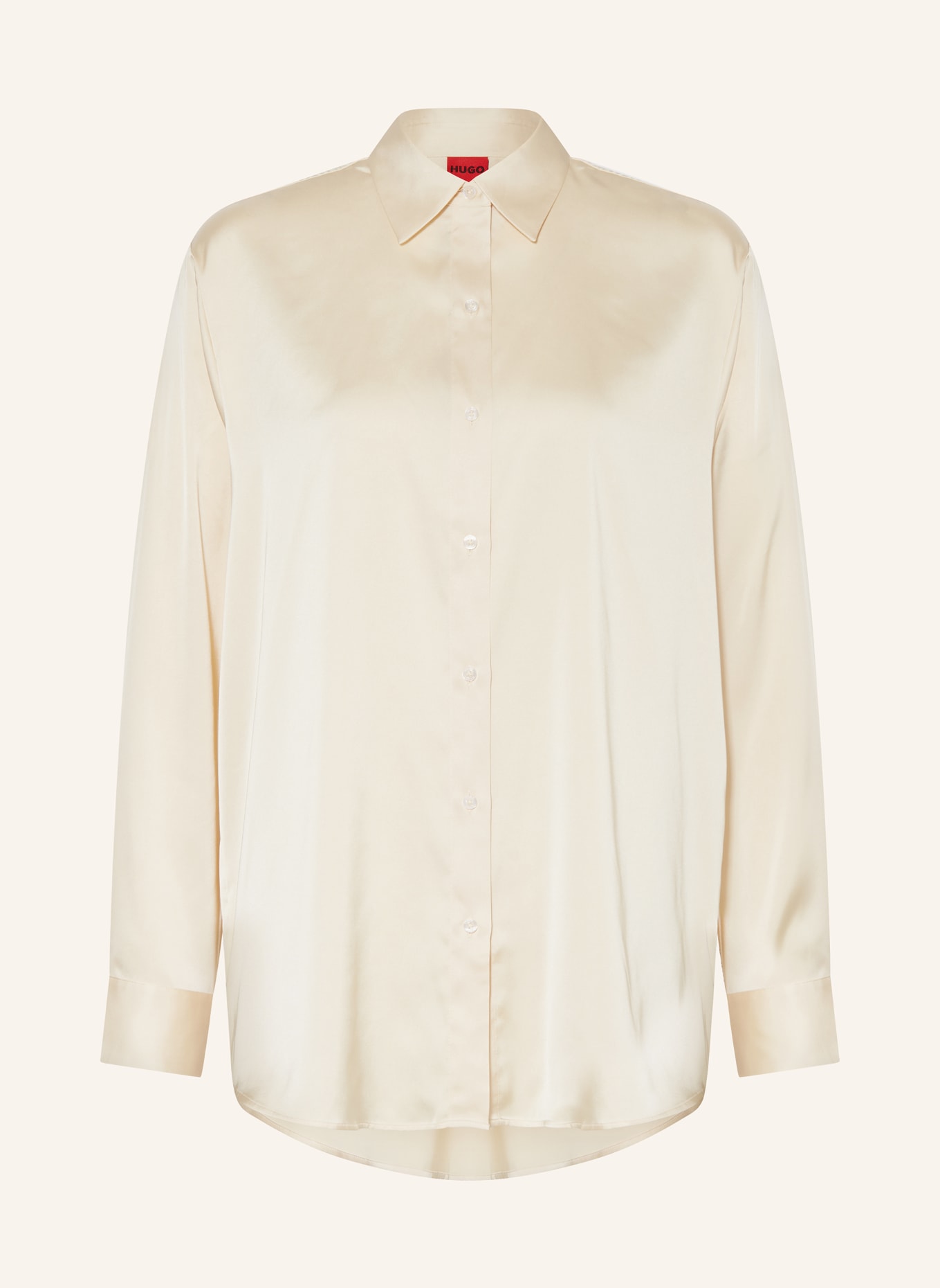 HUGO Shirt blouse ECOSY made of satin, Color: BEIGE (Image 1)