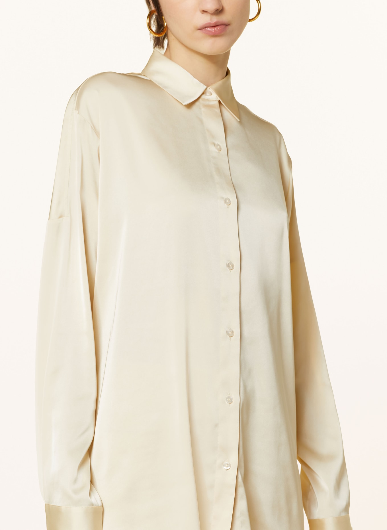 HUGO Shirt blouse ECOSY made of satin, Color: BEIGE (Image 4)