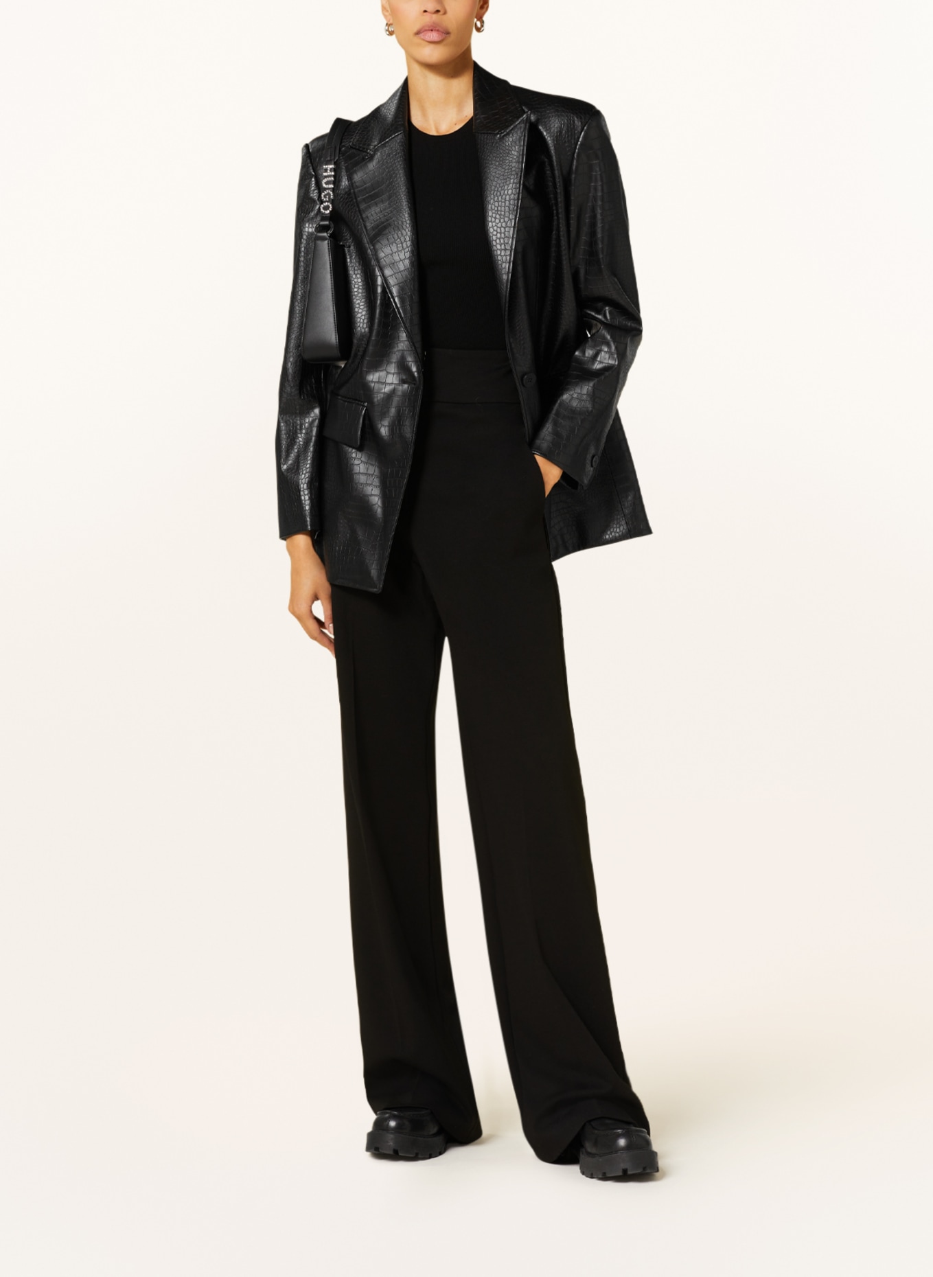 HUGO Blazer AMASALA in leather look, Color: BLACK (Image 2)