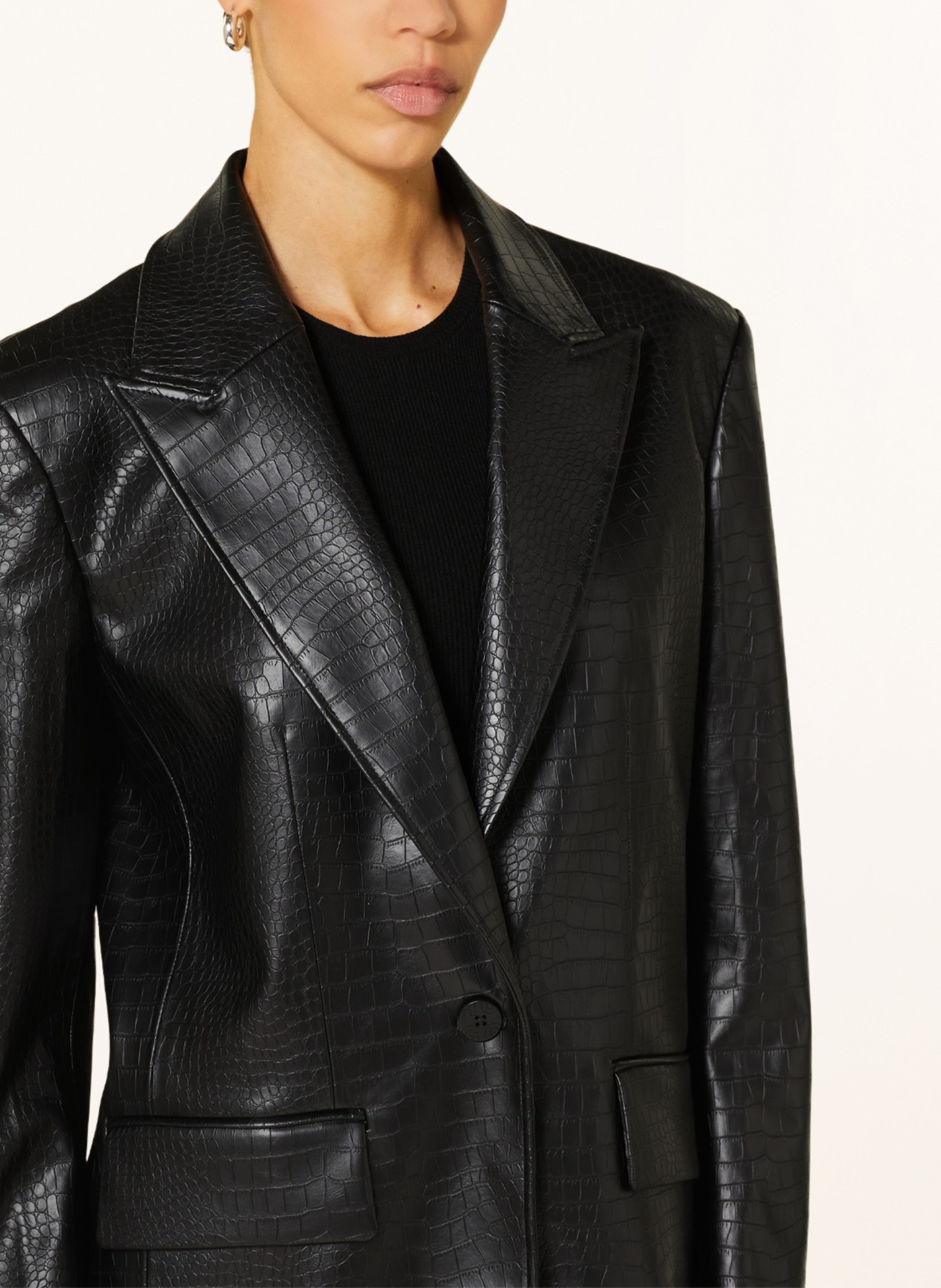 HUGO Blazer AMASALA in leather look, Color: BLACK (Image 4)