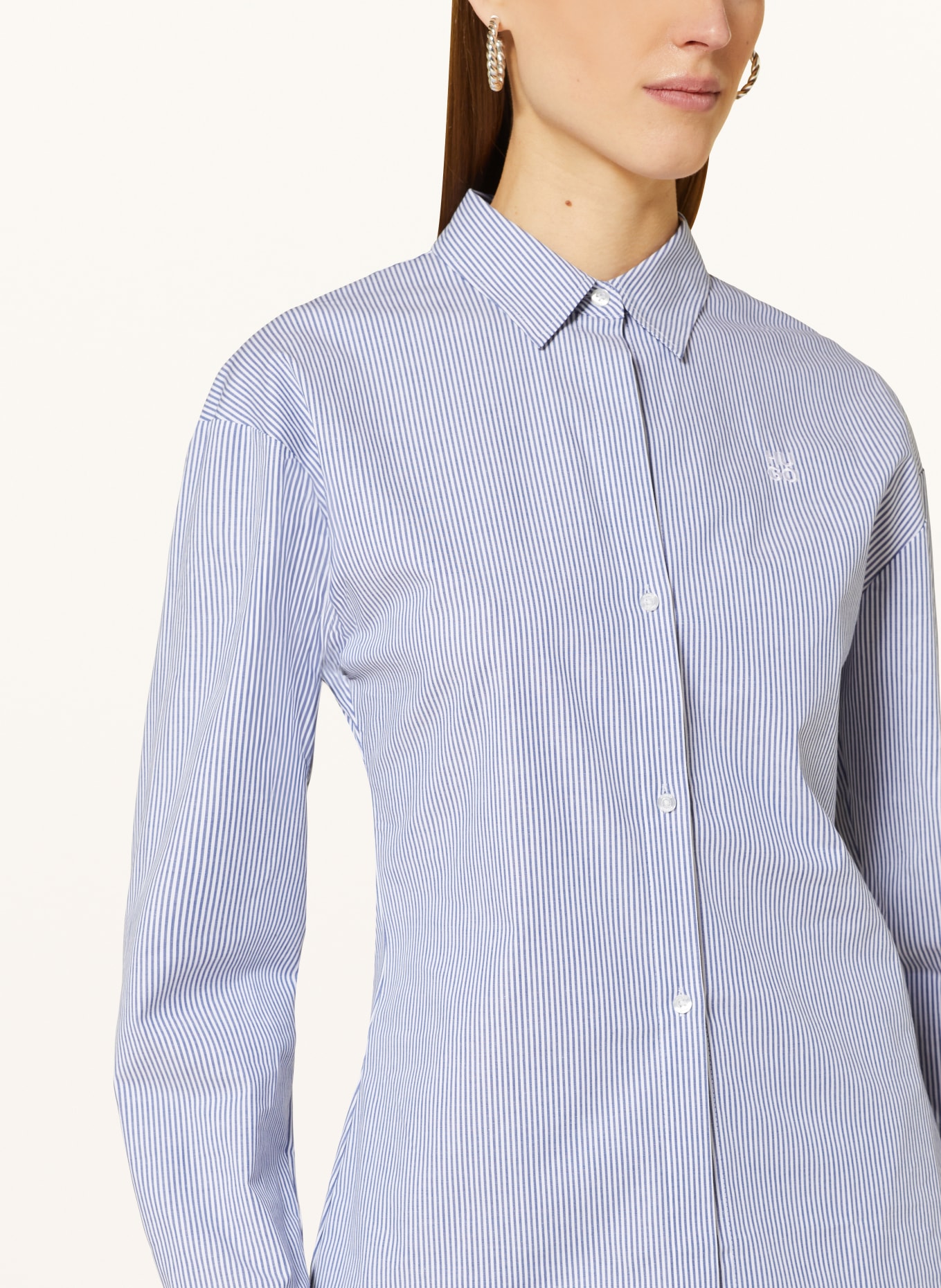 HUGO Shirt blouse THE GIRLFRIEND, Color: BLUE/ WHITE (Image 4)