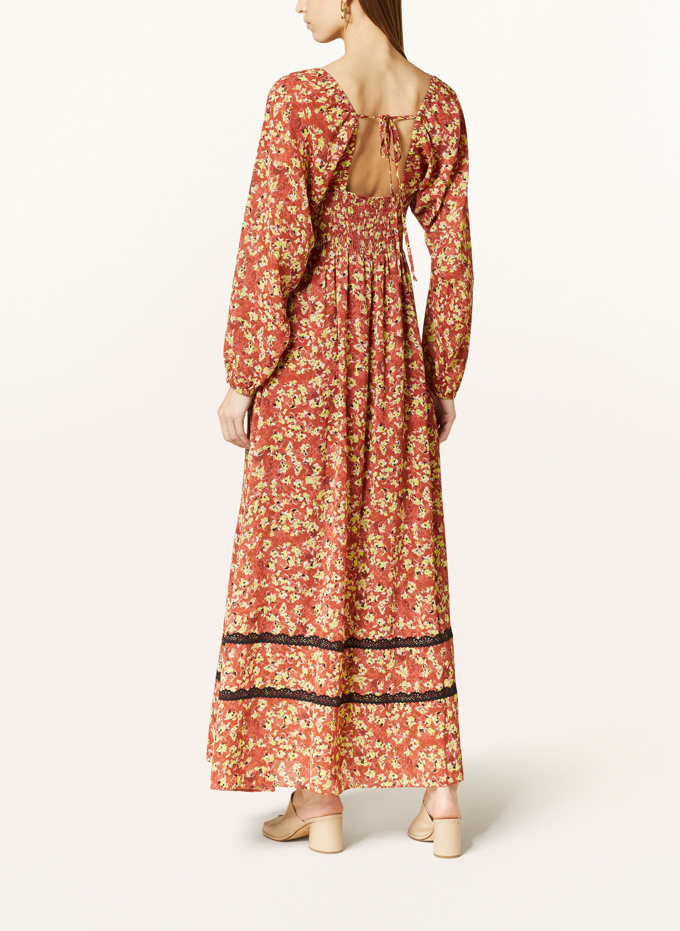 HUGO Kleid KATALYA mit Spitze, Farbe: BRAUN/ SCHWARZ/ NEONGRÜN (Bild 3)