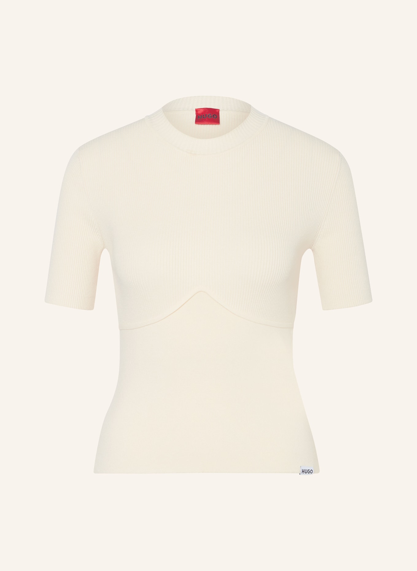HUGO Dzianinowa koszulka SRIANGLER, Kolor: KREMOWY (Obrazek 1)
