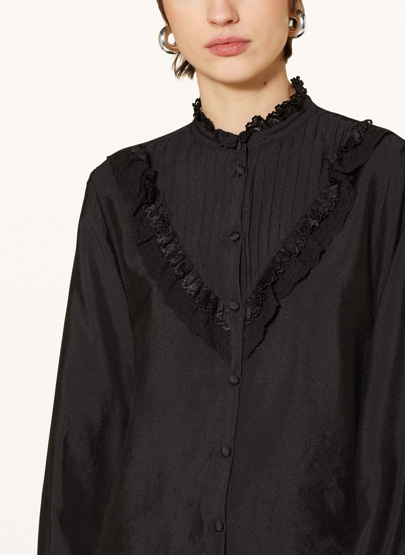 HUGO Blouse ERALLIA with lace, Color: BLACK (Image 4)