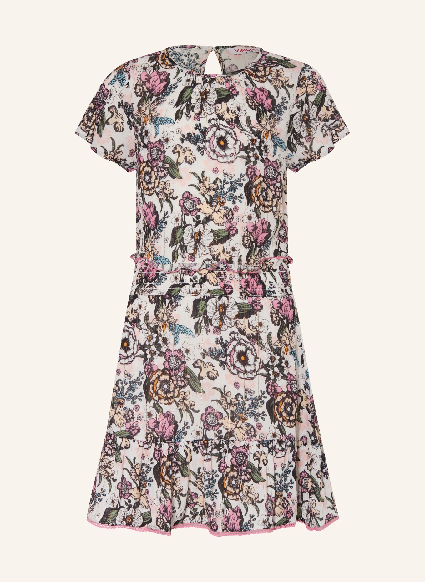 VINGINO Kleid PAULA mit Glitzergarn, Farbe: WEISS/ SCHWARZ/ ROSA (Bild 1)
