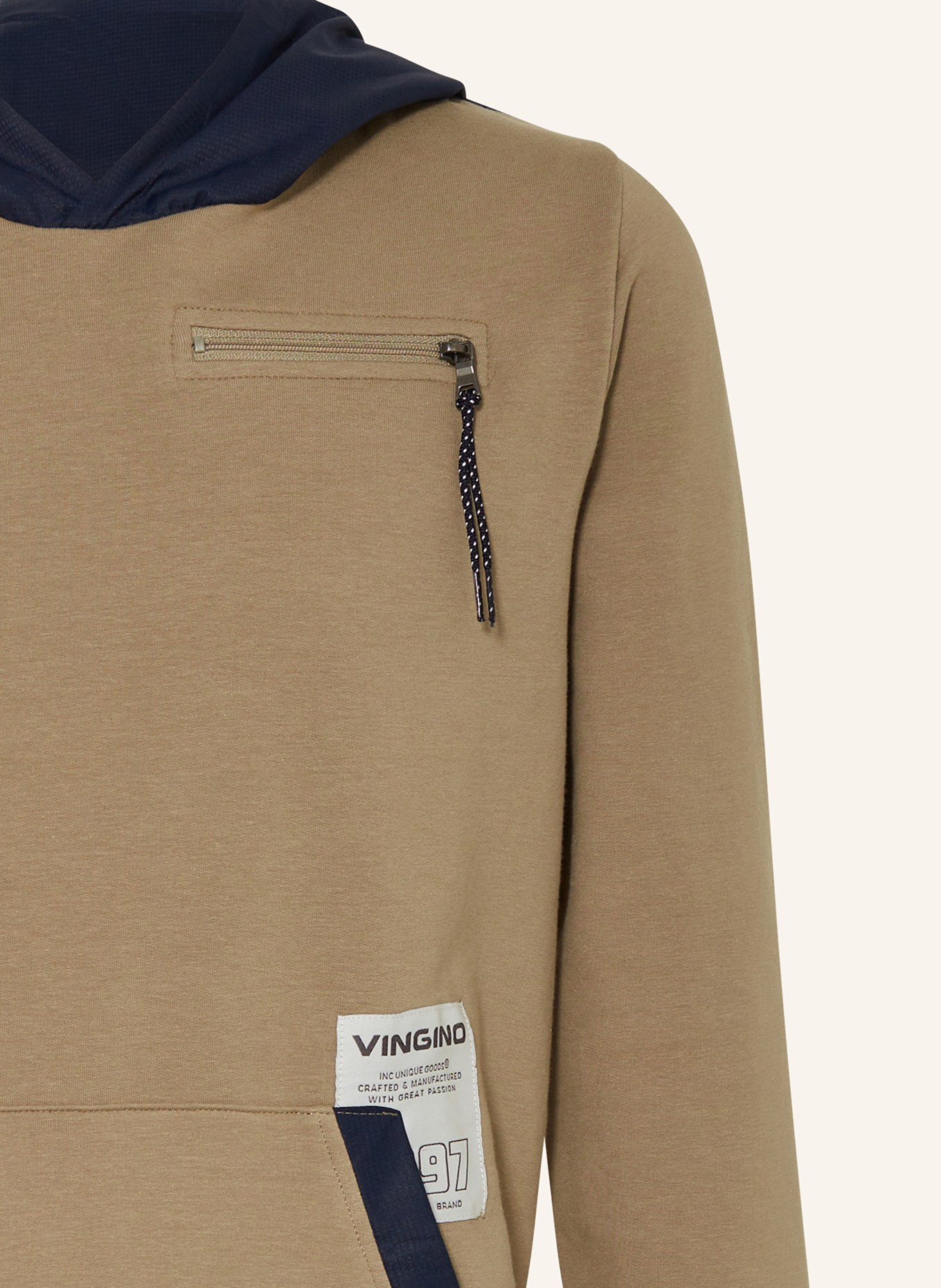 VINGINO Bluza z kapturem NACK z mieszanki materiałów, Kolor: OLIWKOWY/ GRANATOWY (Obrazek 3)