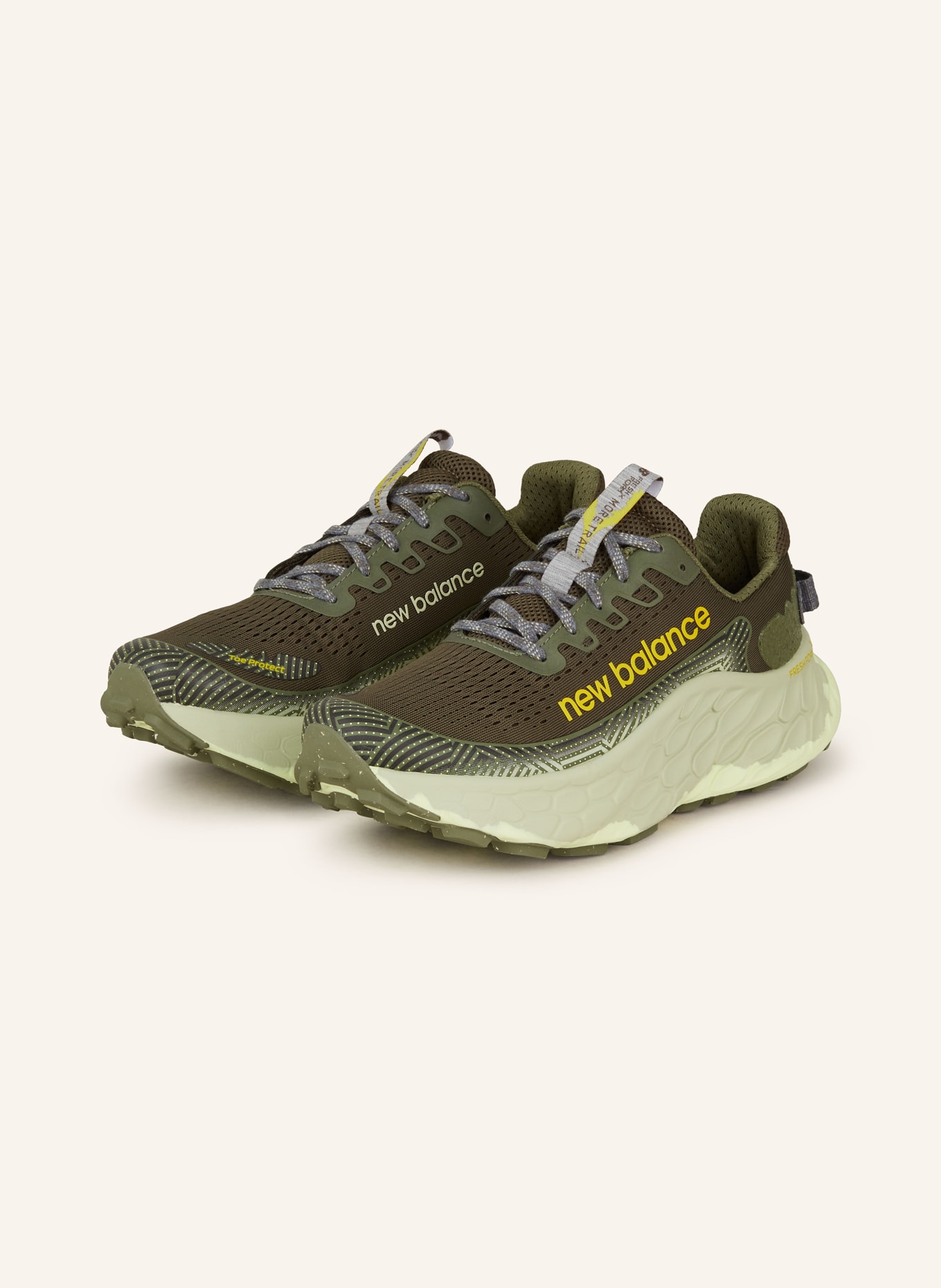 new balance Trail running shoes FRESH FOAM X MORE TRAIL V3, Color: DARK GREEN/ YELLOW (Image 1)