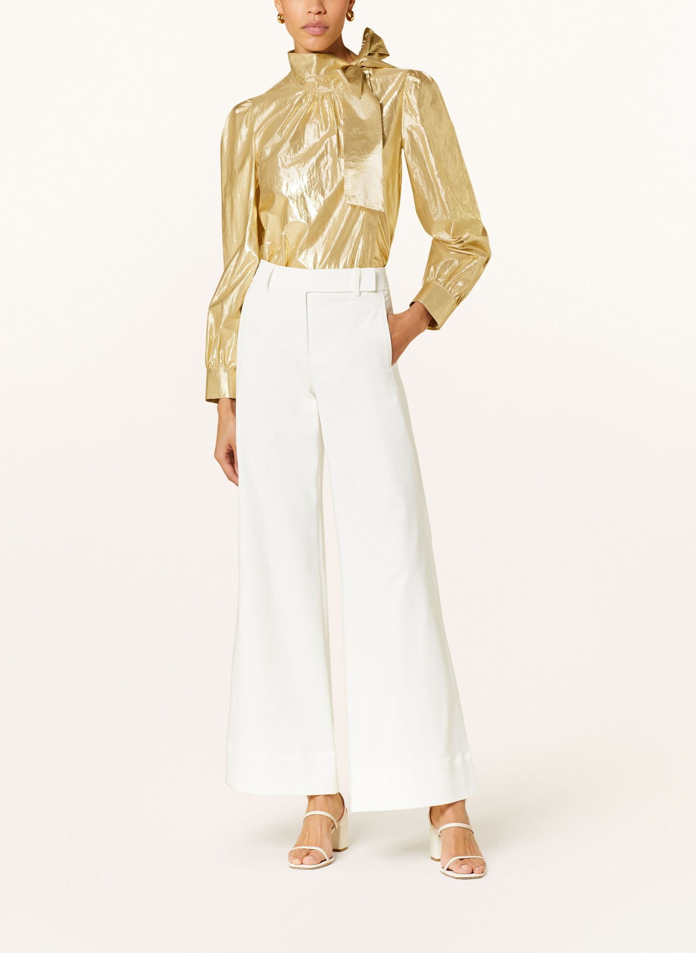 WEEKEND MaxMara Bow-tie blouse OLGA with glitter thread, Color: GOLD (Image 2)