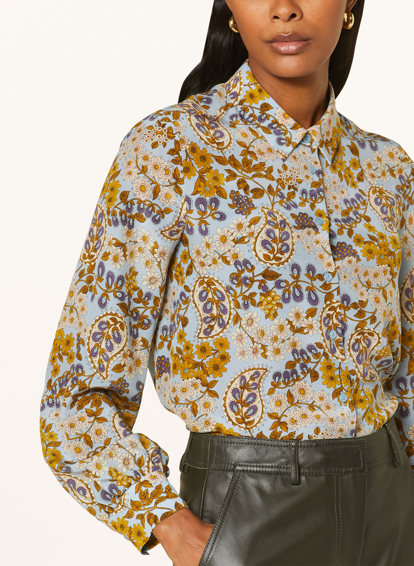 WEEKEND MaxMara Silk blouse BELFAST, Color: LIGHT BLUE/ PURPLE/ BROWN (Image 4)