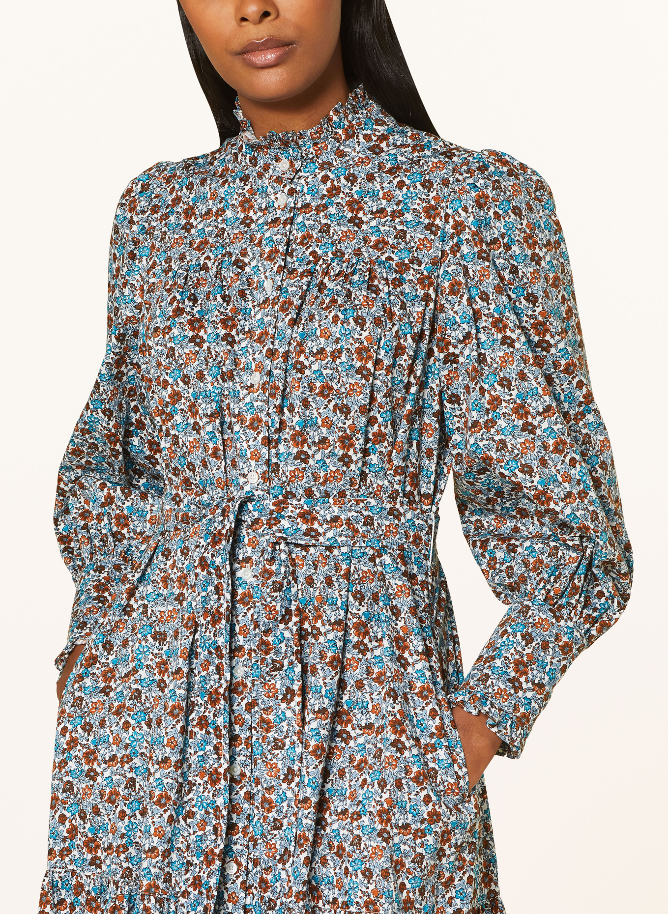 WEEKEND MaxMara Shirt dress TIMOTEO, Color: WHITE/ BLUE/ BROWN (Image 4)