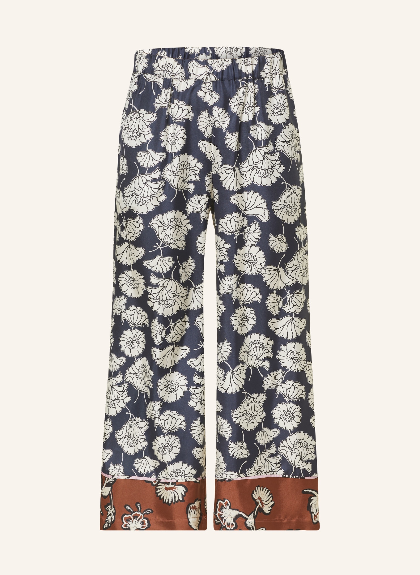 WEEKEND MaxMara Spodnie z jedwabiu DIVO, Kolor: GRANATOWY/ BIAŁY (Obrazek 1)