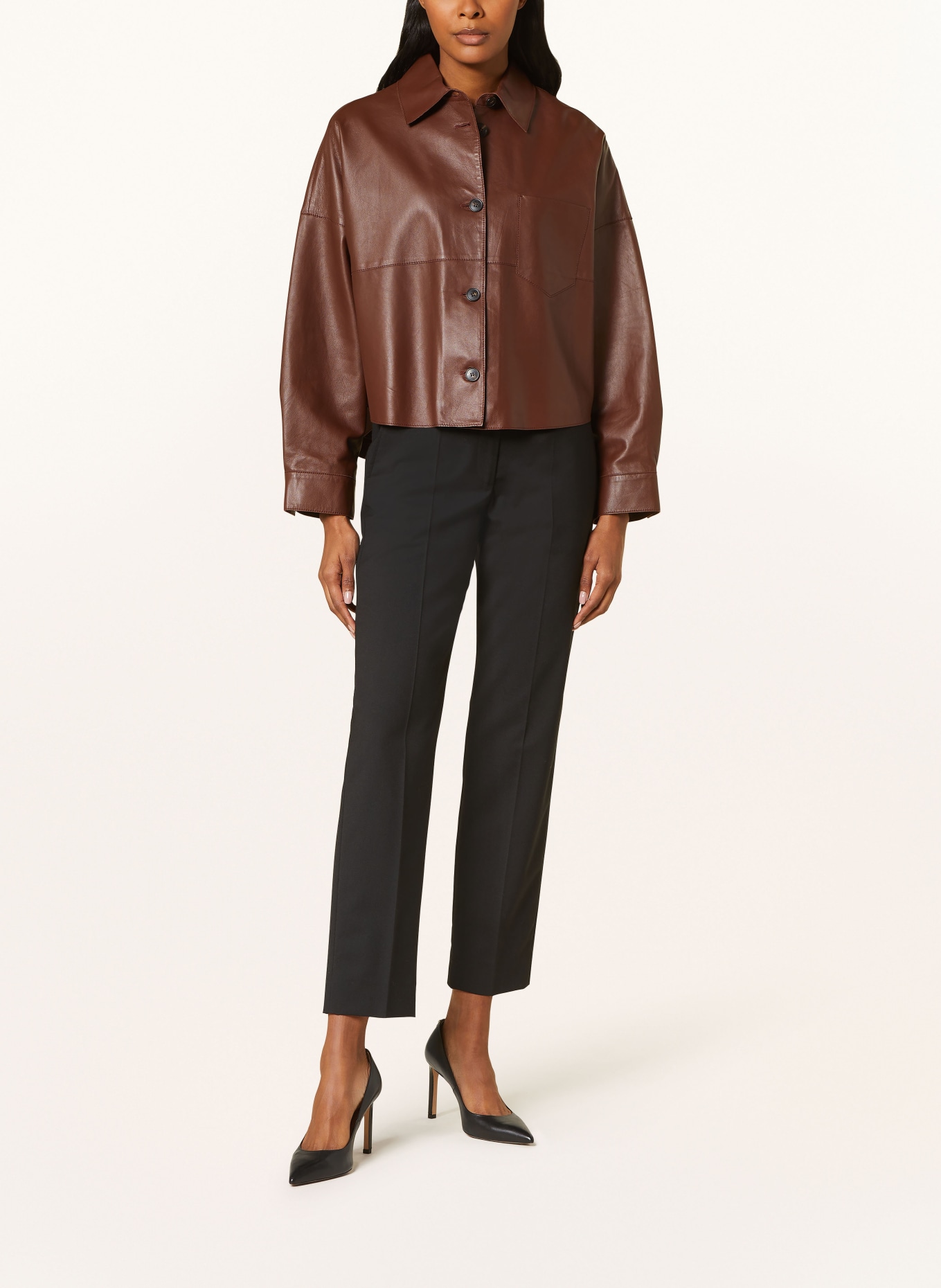 WEEKEND MaxMara Leather jacket VORTICE, Color: DARK BROWN (Image 2)