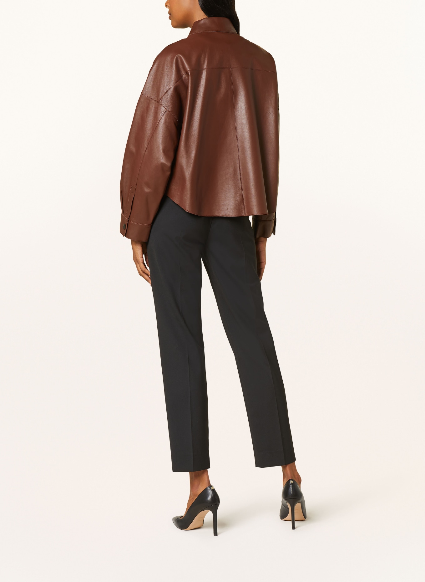 WEEKEND MaxMara Leather jacket VORTICE, Color: DARK BROWN (Image 3)