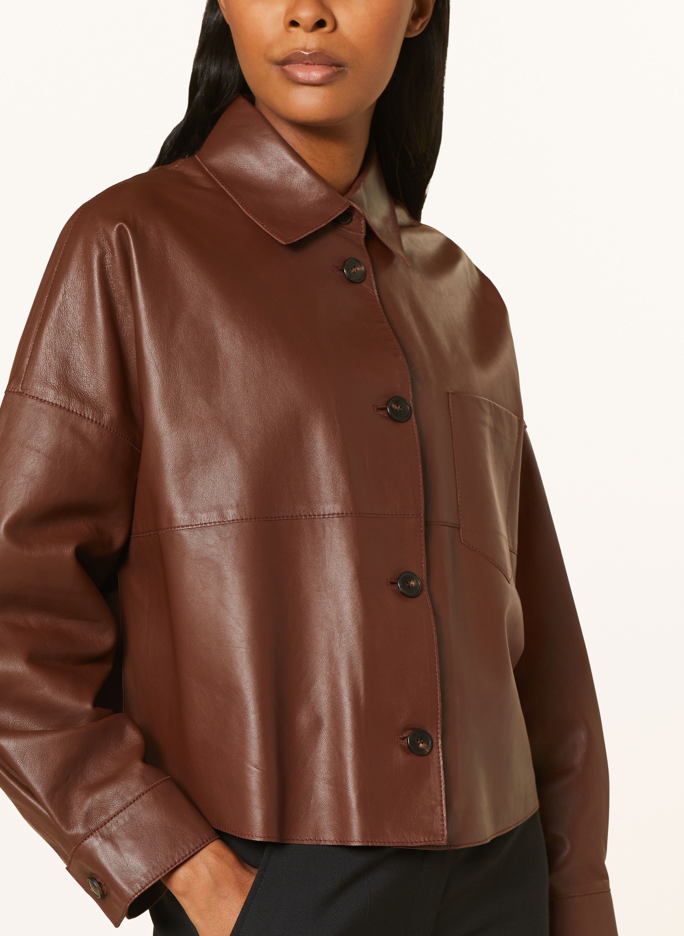 WEEKEND MaxMara Leather jacket VORTICE, Color: DARK BROWN (Image 4)