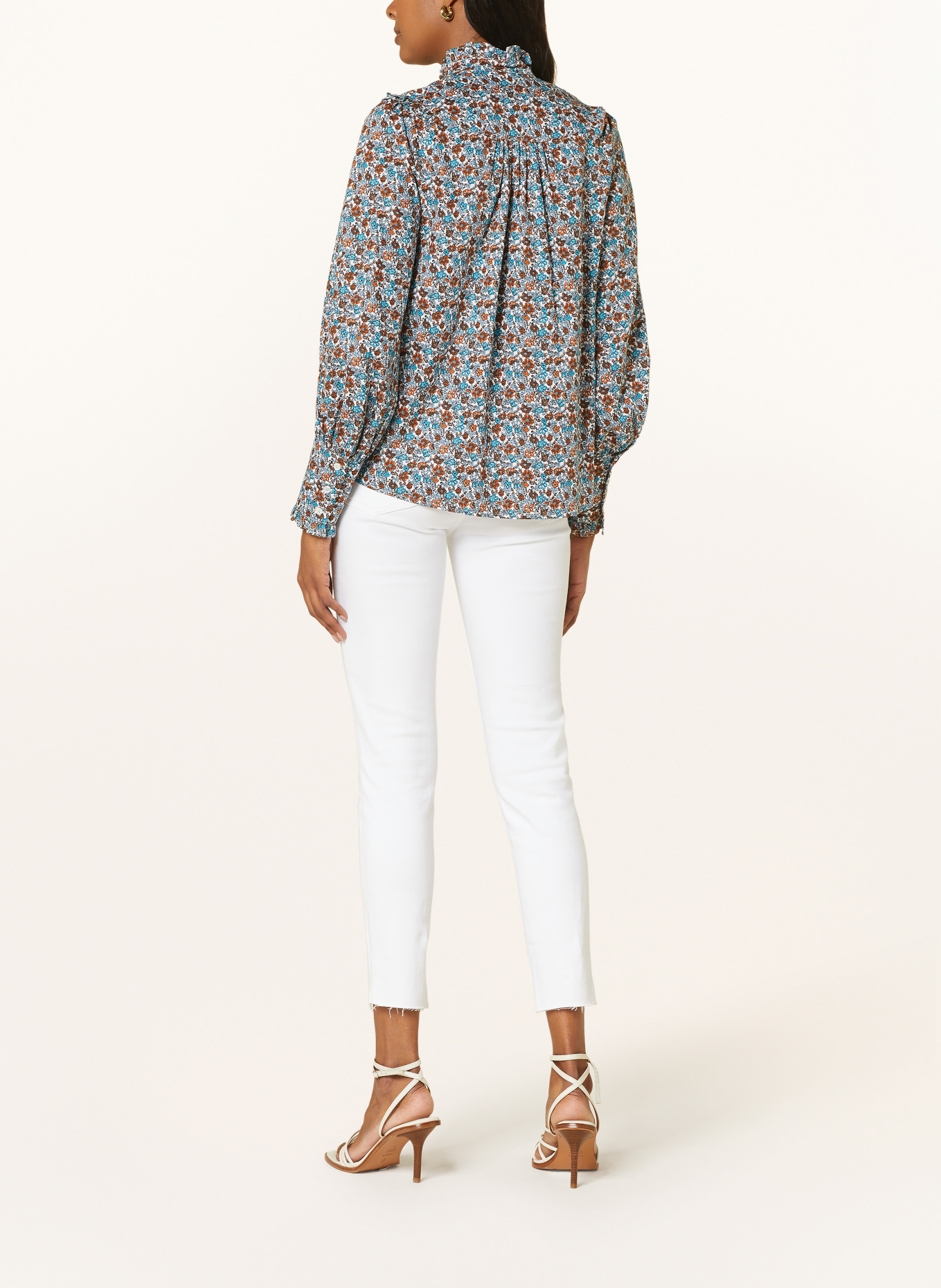 WEEKEND MaxMara Blouse MOLO with ruffles, Color: WHITE/ BLUE/ BROWN (Image 3)