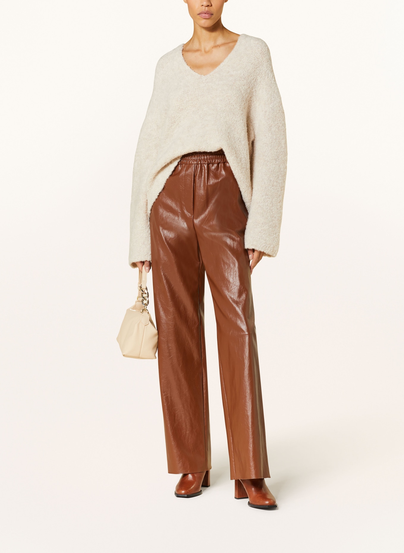 WEEKEND MaxMara Wide leg trousers BREZZA in leather look, Color: BROWN (Image 2)