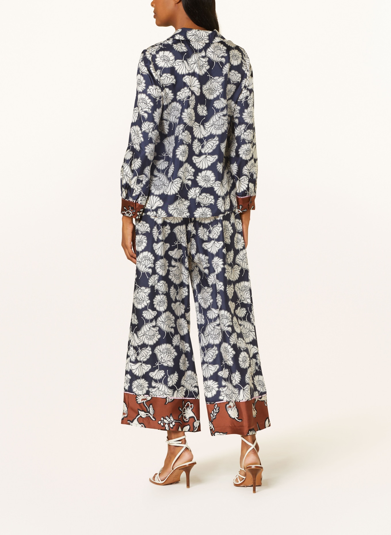 WEEKEND MaxMara Silk blouse PALLA, Color: DARK BLUE/ WHITE/ BROWN (Image 3)