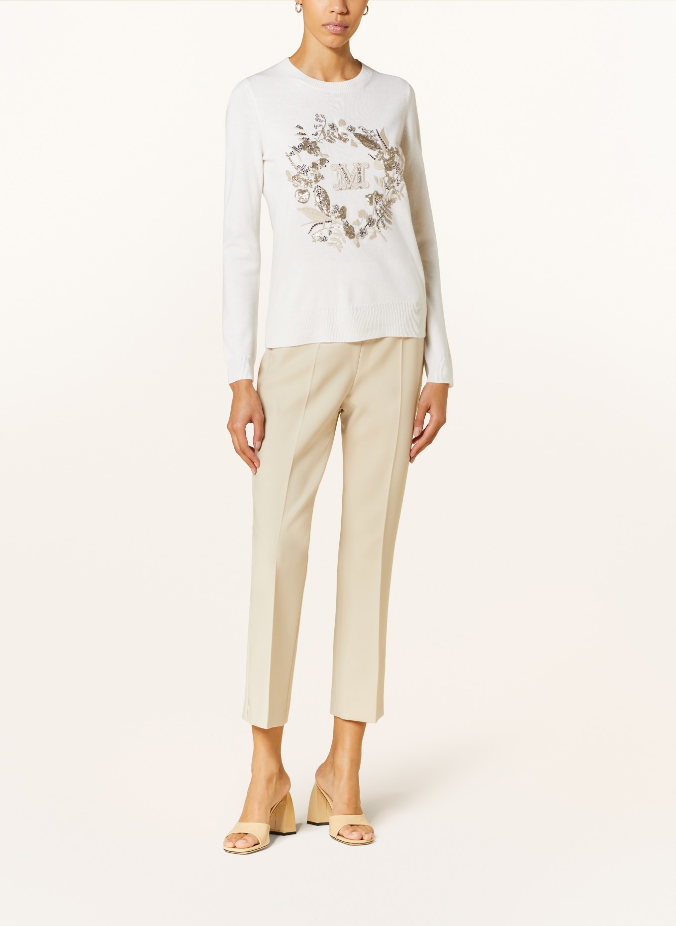 Max Mara Sweater BARI with cashmere and decorative gems, Color: WHITE (Image 2)