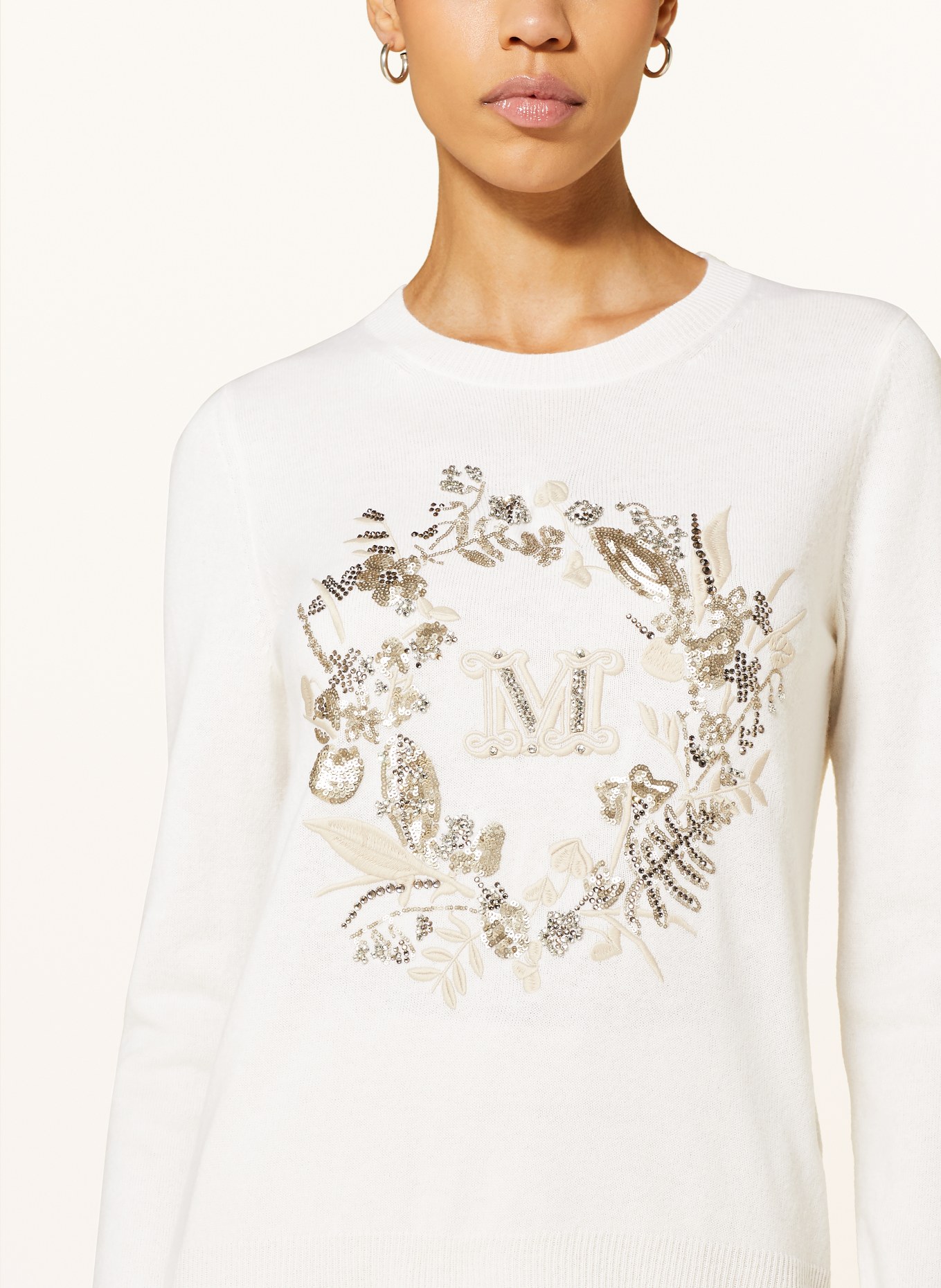 Max Mara Sweater BARI with cashmere and decorative gems, Color: WHITE (Image 4)