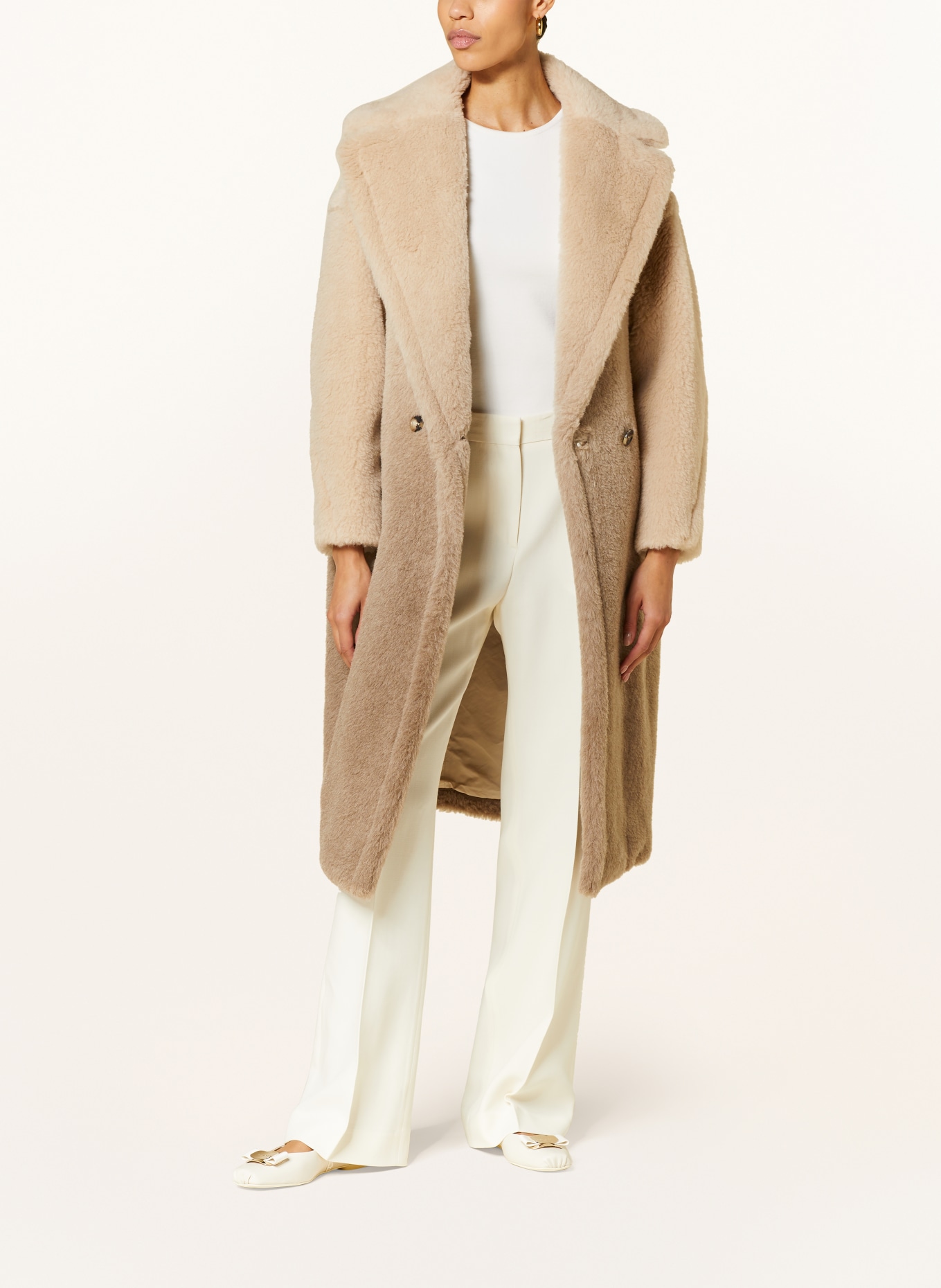 Max Mara Plyšový kabát GATTO s alpakou, Barva: BÉŽOVÁ (Obrázek 2)