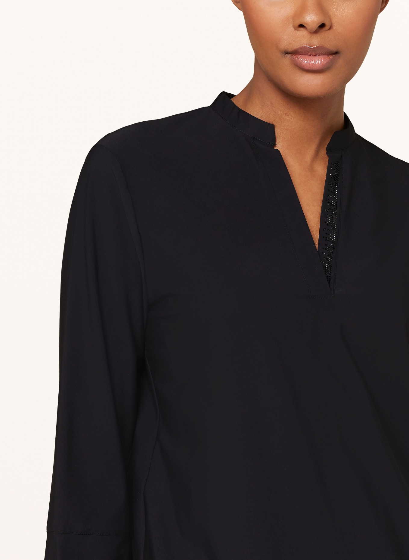 SPORTALM Shirt blouse with 3/4 sleeves and decorative gems, Color: BLACK (Image 4)