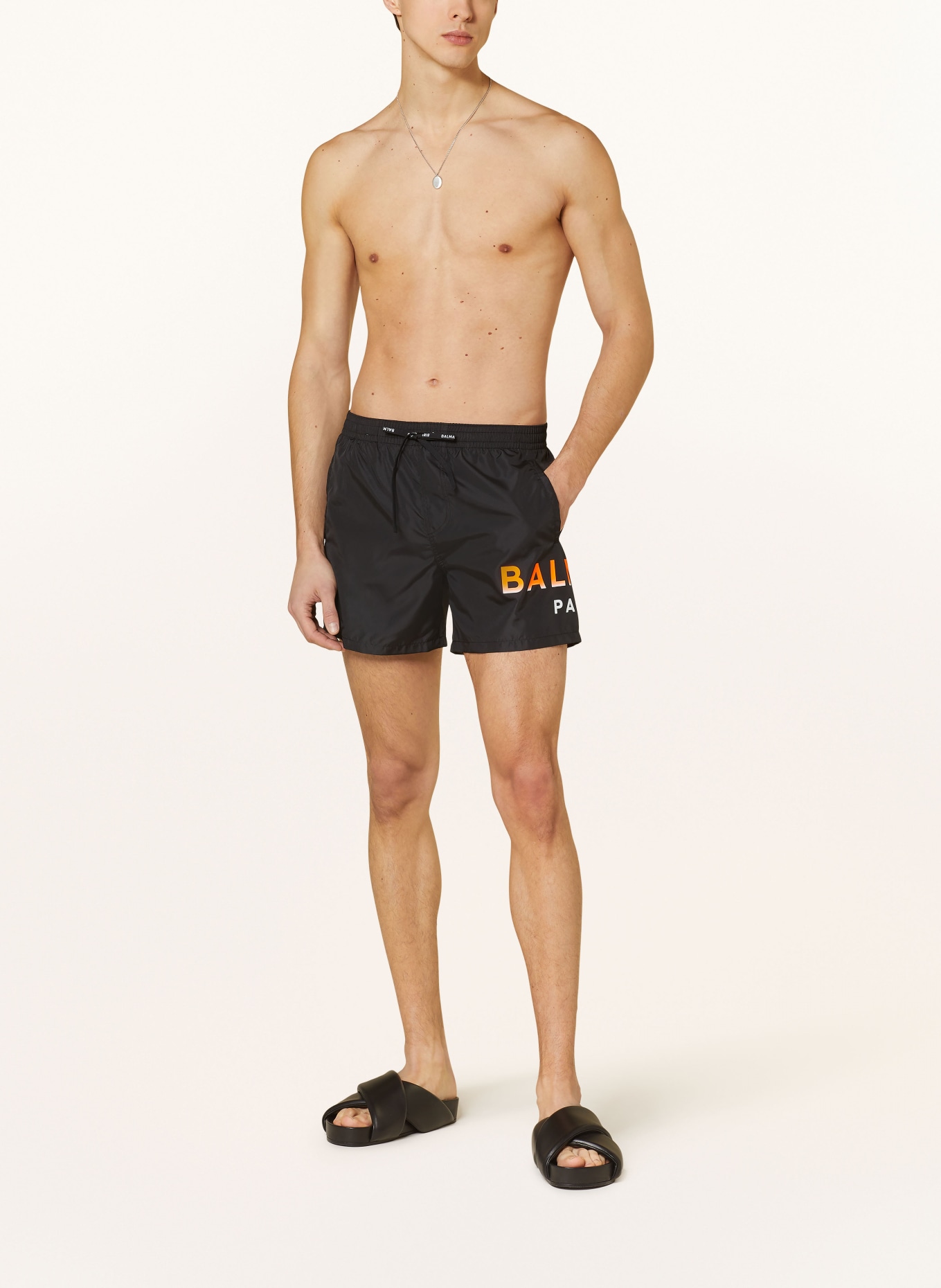BALMAIN Swim shorts, Color: BLACK/ ORANGE (Image 2)