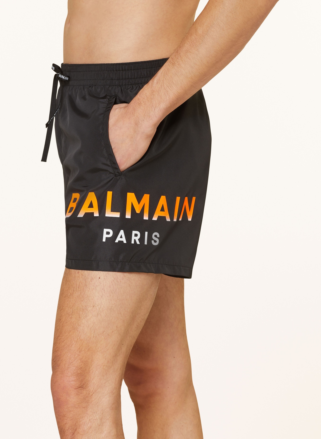 BALMAIN Swim shorts, Color: BLACK/ ORANGE (Image 4)