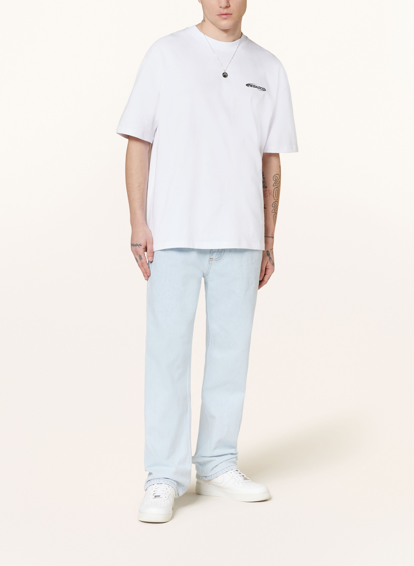 PEGADOR Oversized shirt CRAIL, Color: WHITE/ BLACK/ ORANGE (Image 3)
