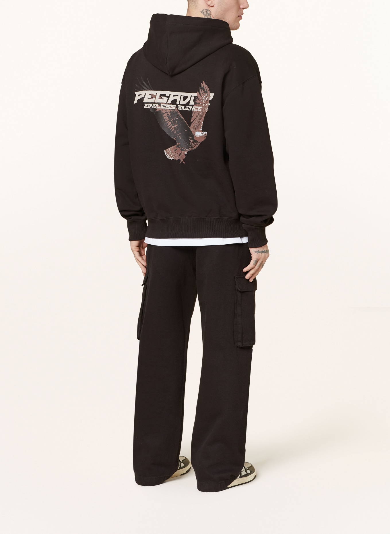PEGADOR Oversized hoodie FENTON, Color: BLACK/ WHITE/ BROWN (Image 2)