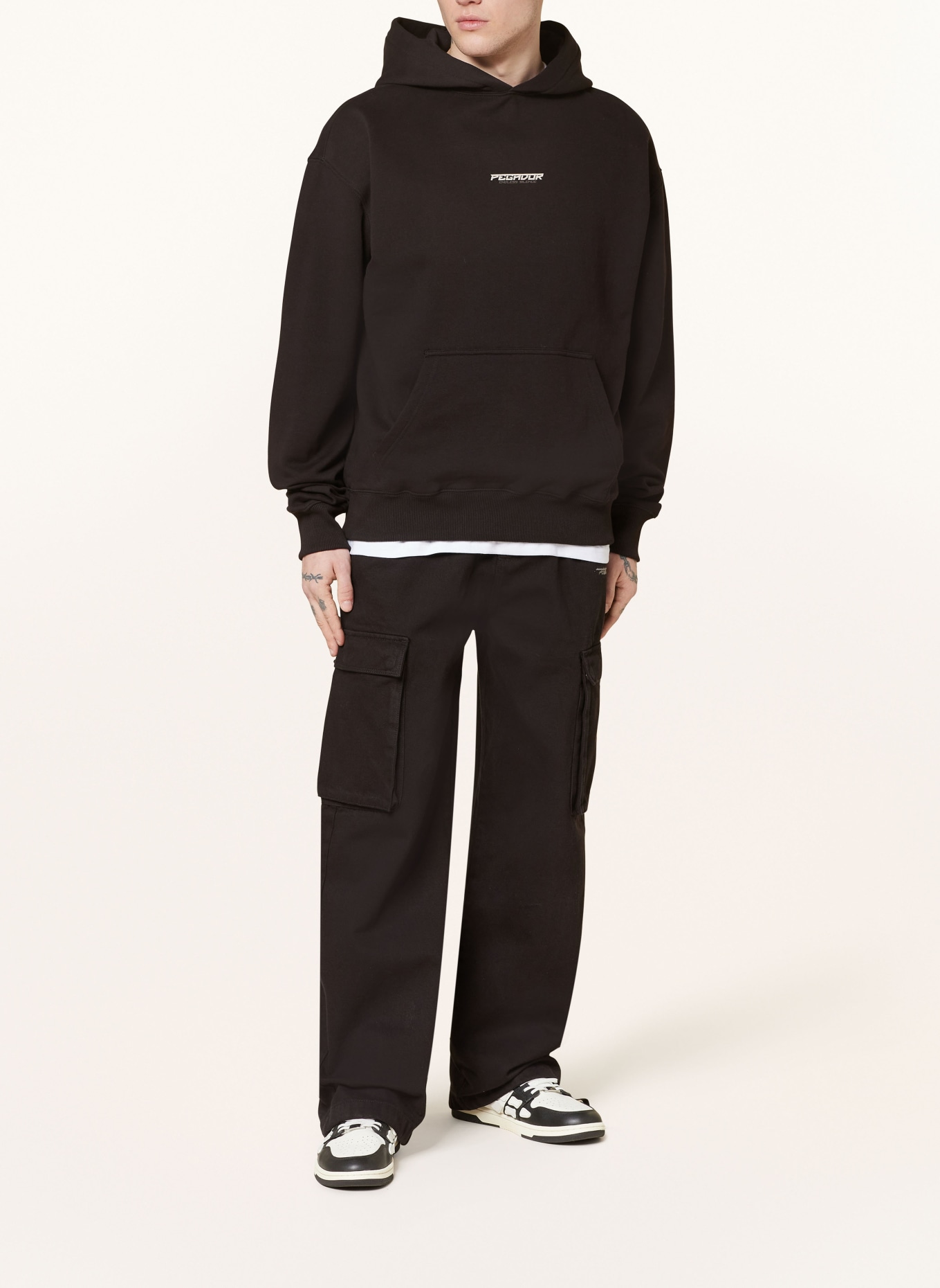 PEGADOR Oversized hoodie FENTON, Color: BLACK/ WHITE/ BROWN (Image 3)