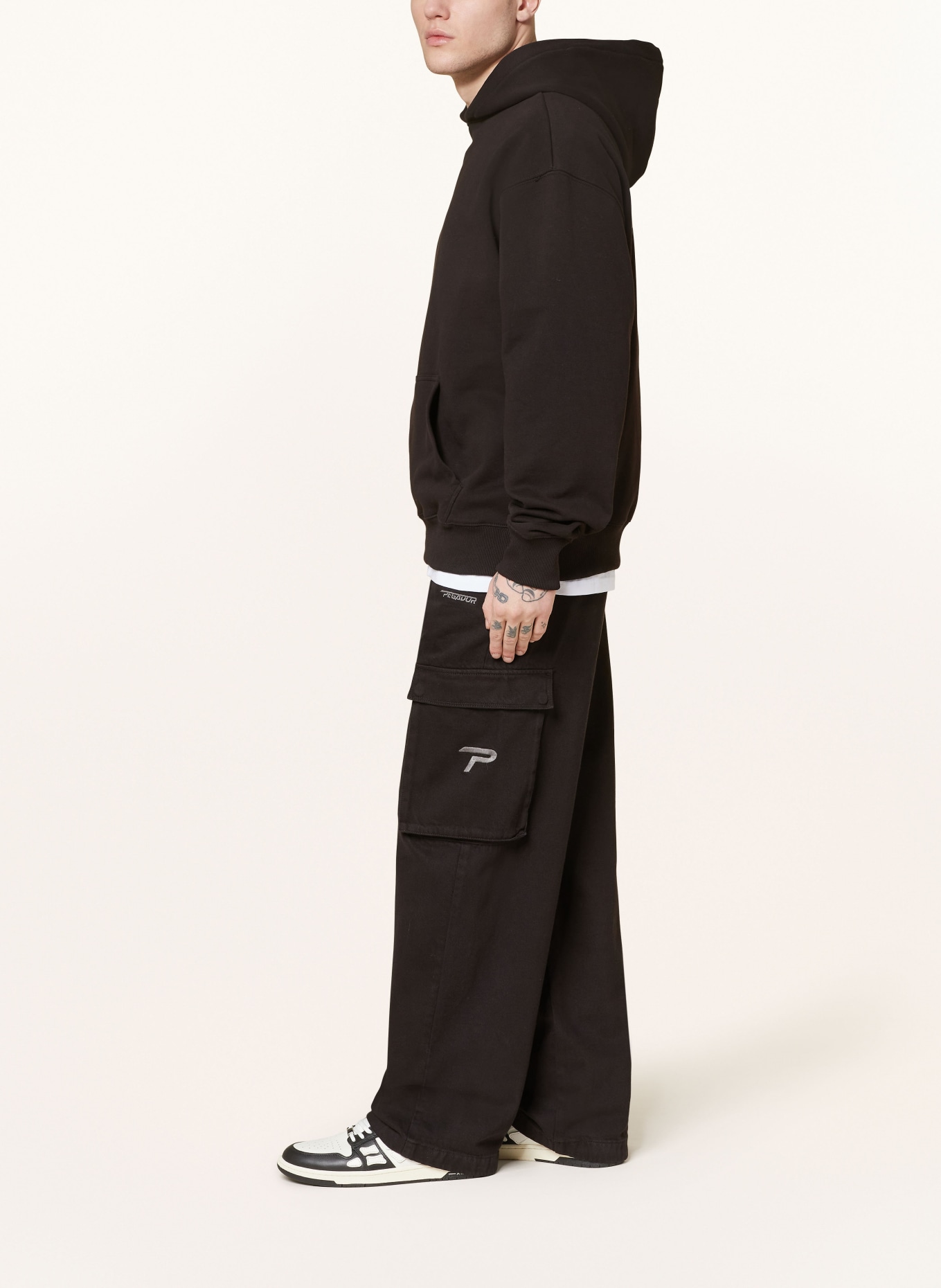 PEGADOR Oversized hoodie FENTON, Color: BLACK/ WHITE/ BROWN (Image 4)