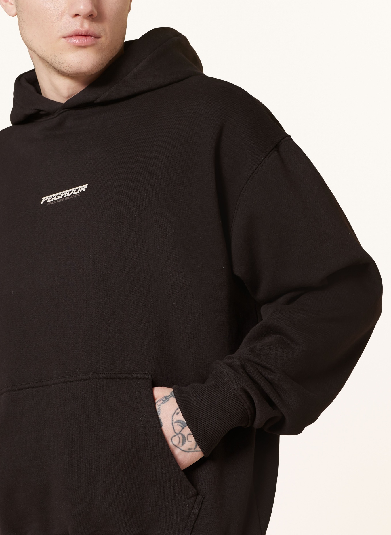 PEGADOR Oversized hoodie FENTON, Color: BLACK/ WHITE/ BROWN (Image 5)
