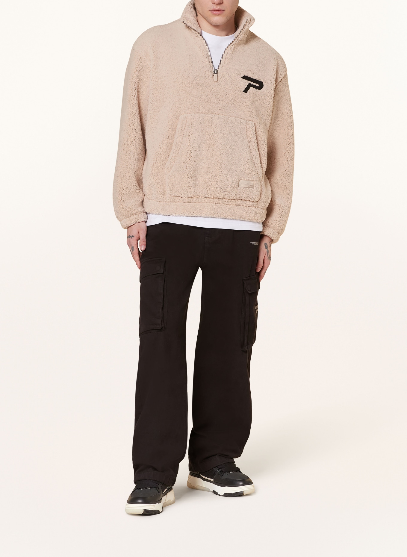 PEGADOR Teddy half-zip sweater DEFOE, Color: CREAM/ BLACK (Image 2)