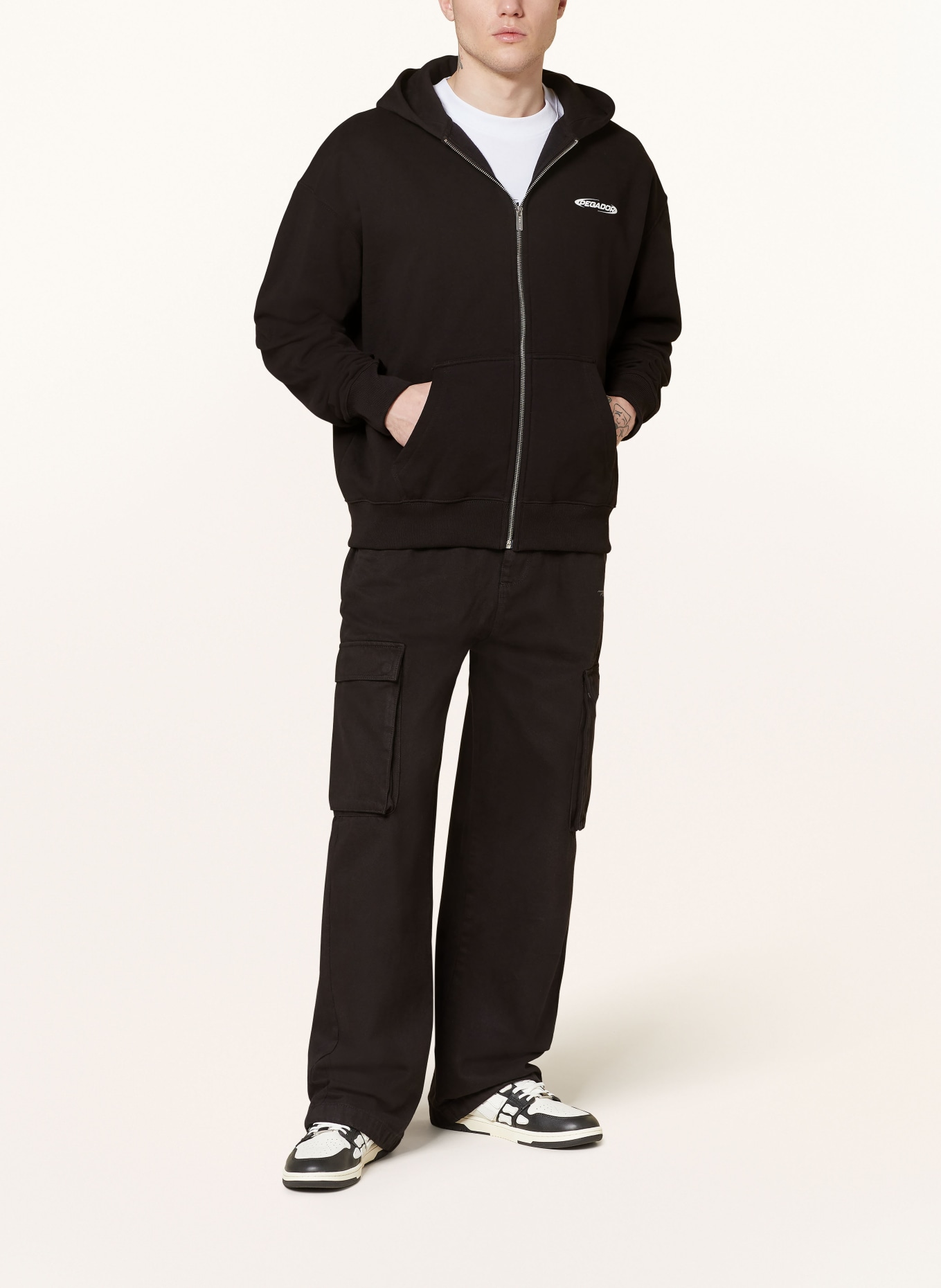 PEGADOR Oversized sweat jacket CRAIL, Color: BLACK/ WHITE (Image 3)