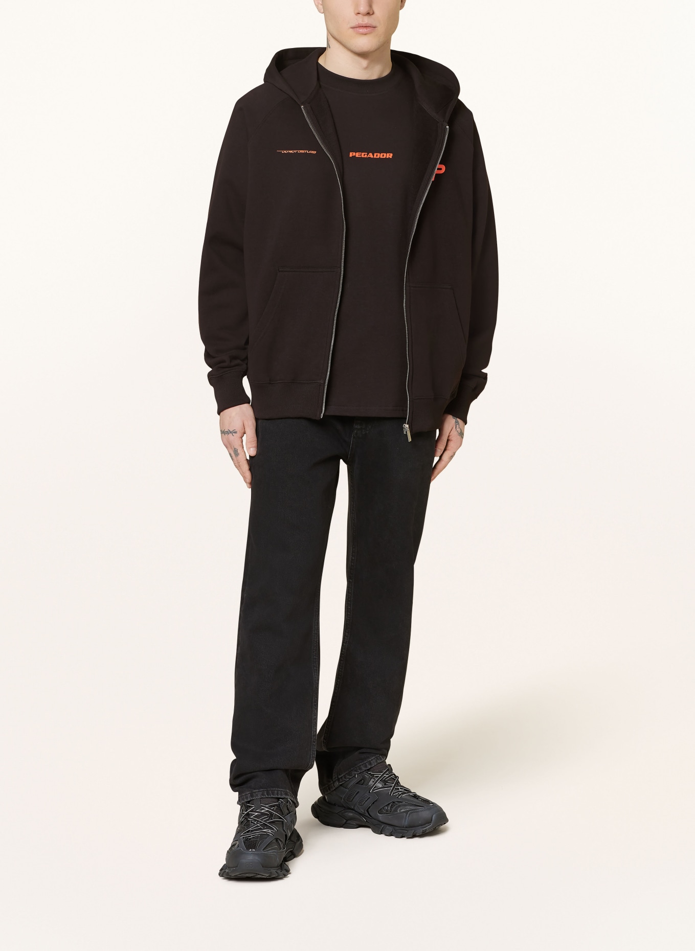 PEGADOR Sweat jacket BARONE, Color: BLACK/ ORANGE (Image 3)