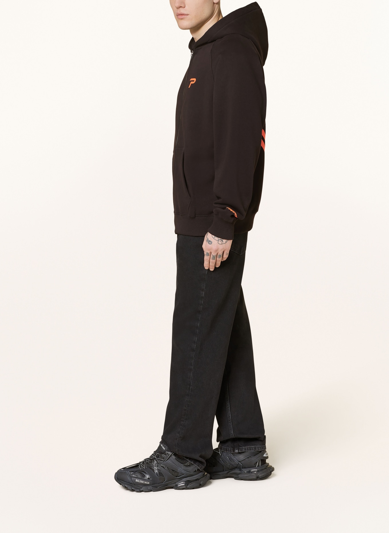 PEGADOR Sweat jacket BARONE, Color: BLACK/ ORANGE (Image 4)