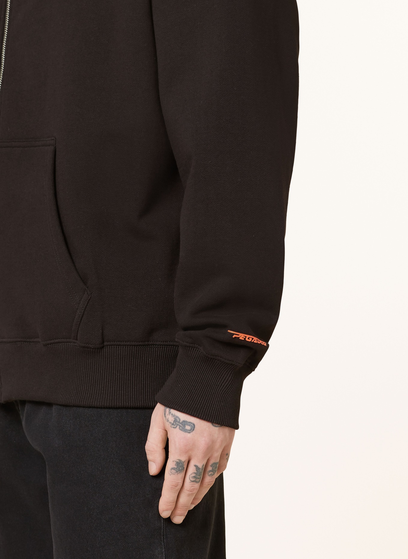 PEGADOR Sweat jacket BARONE, Color: BLACK/ ORANGE (Image 5)