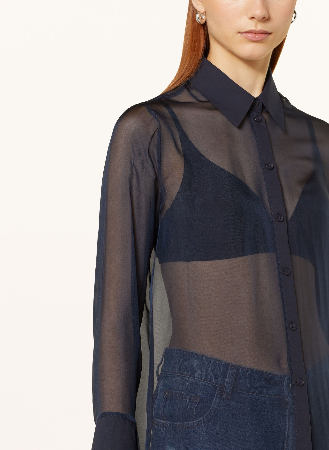 RIANI Shirt blouse with silk, Color: DARK BLUE (Image 4)
