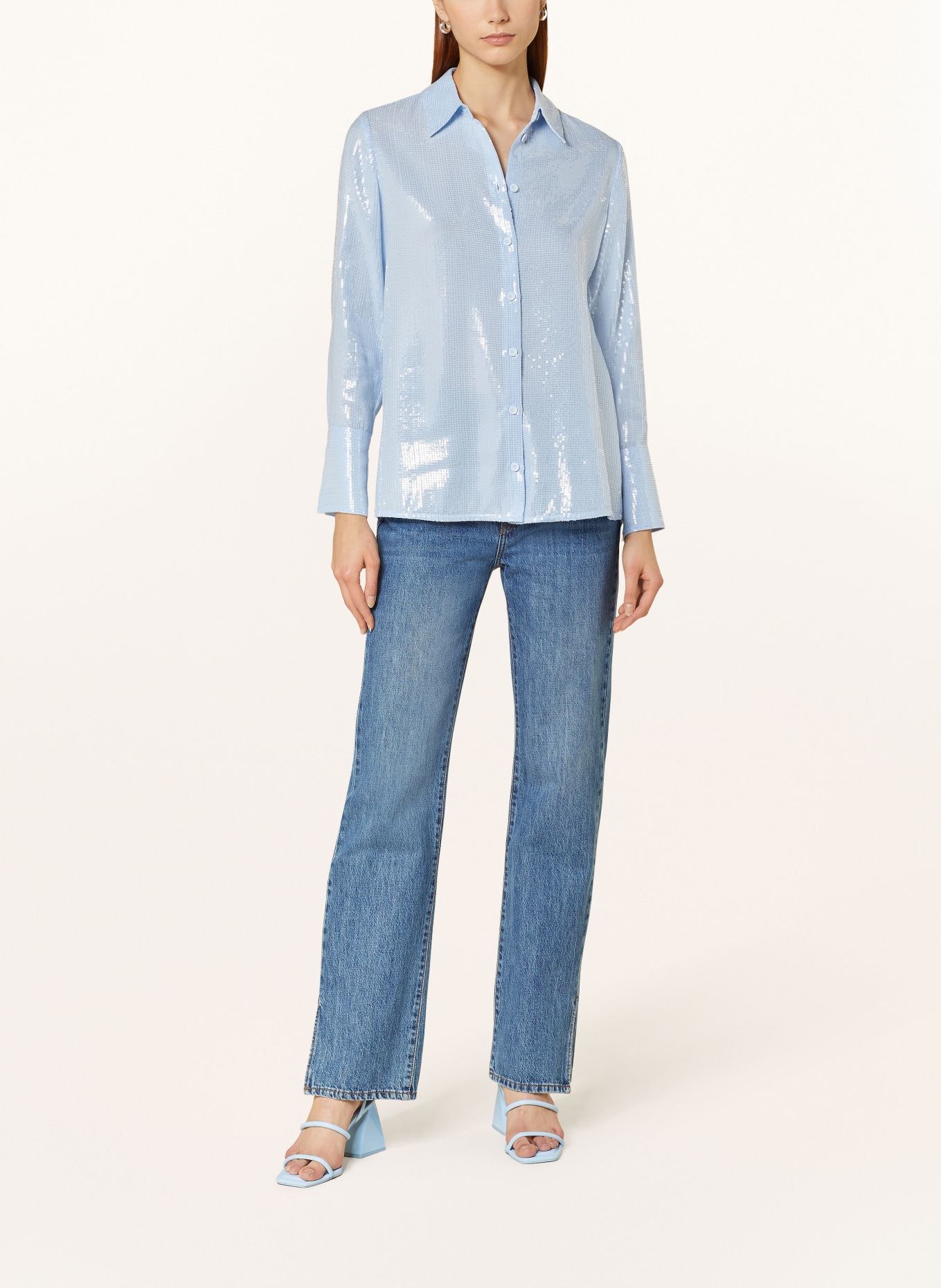 RIANI Shirt blouse with sequins, Color: LIGHT BLUE (Image 2)