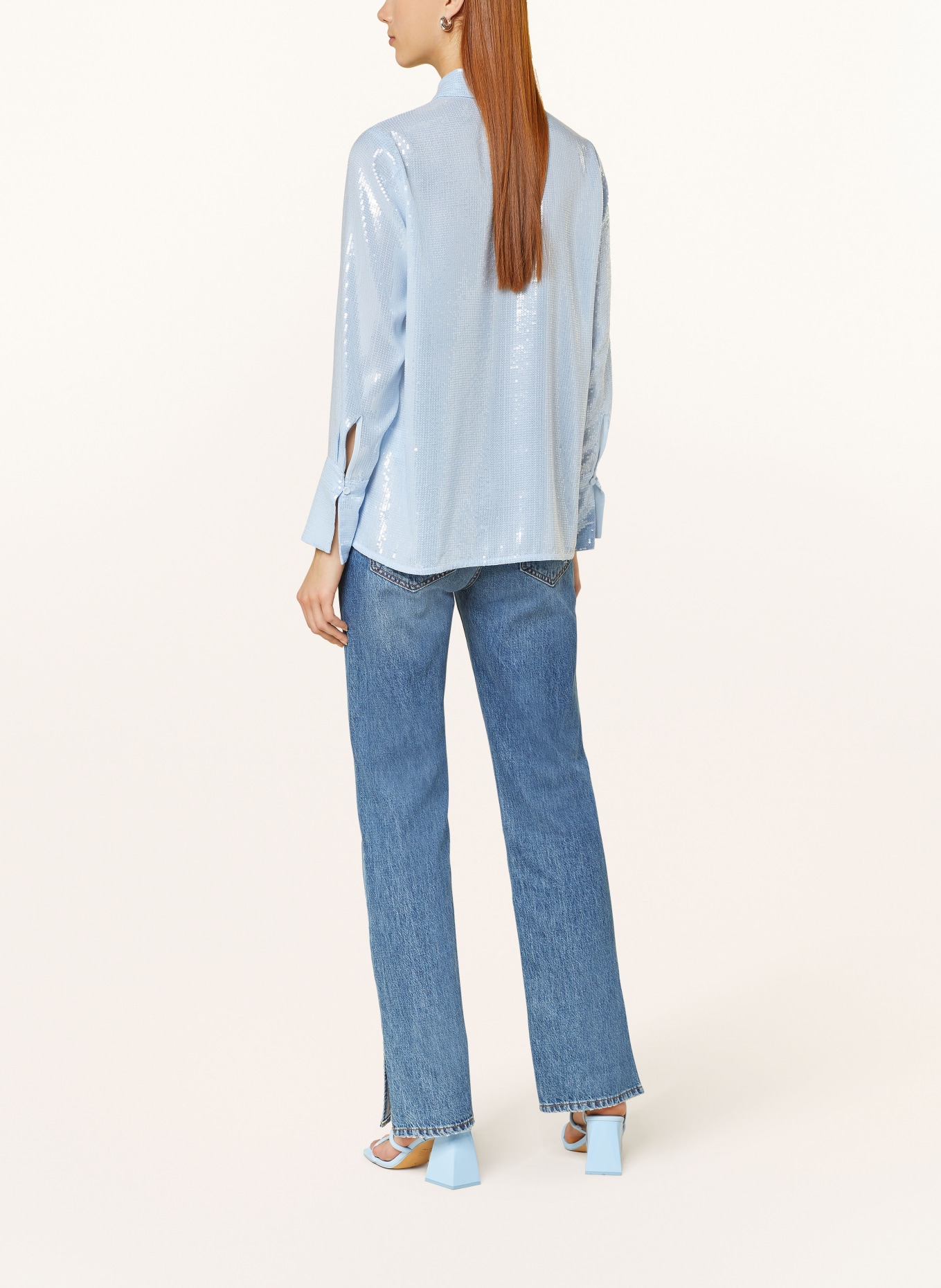 RIANI Shirt blouse with sequins, Color: LIGHT BLUE (Image 3)