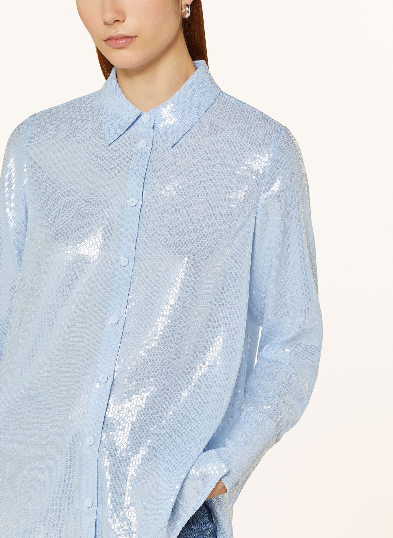 RIANI Shirt blouse with sequins, Color: LIGHT BLUE (Image 4)